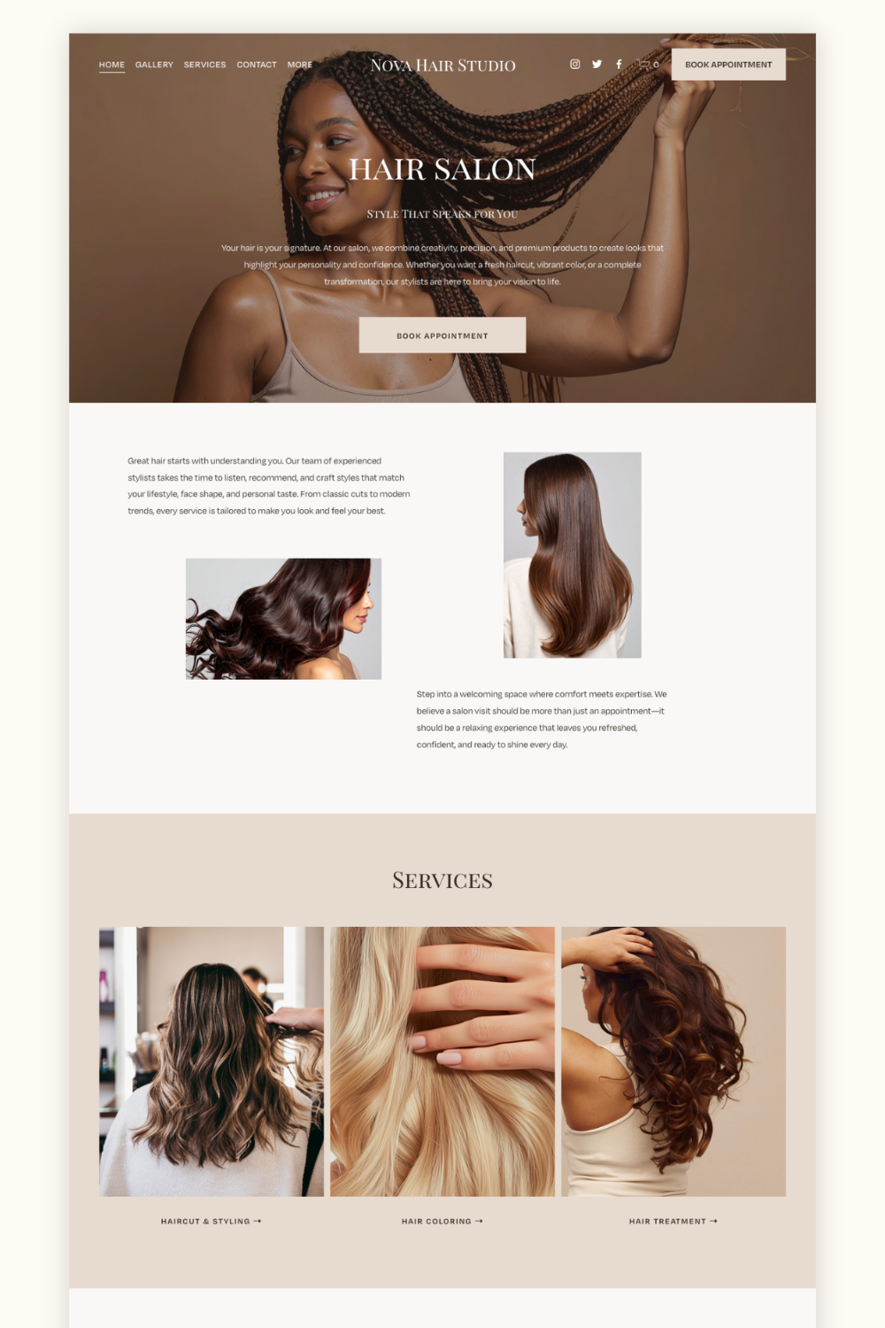 Hair Salon Squarespace Template