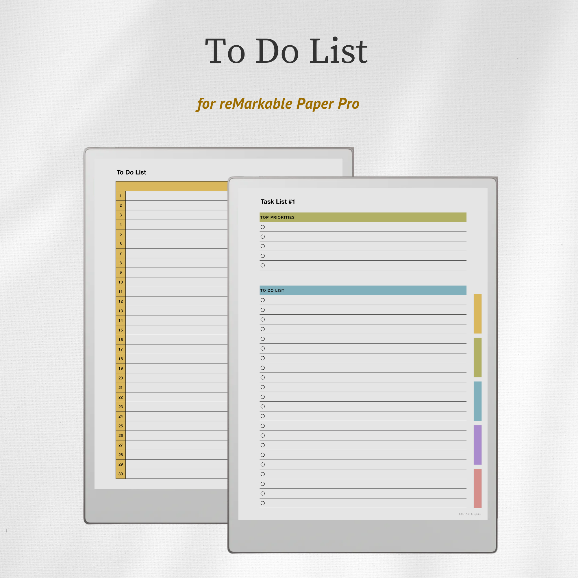 To Do List Template for reMarkable Paper Pro