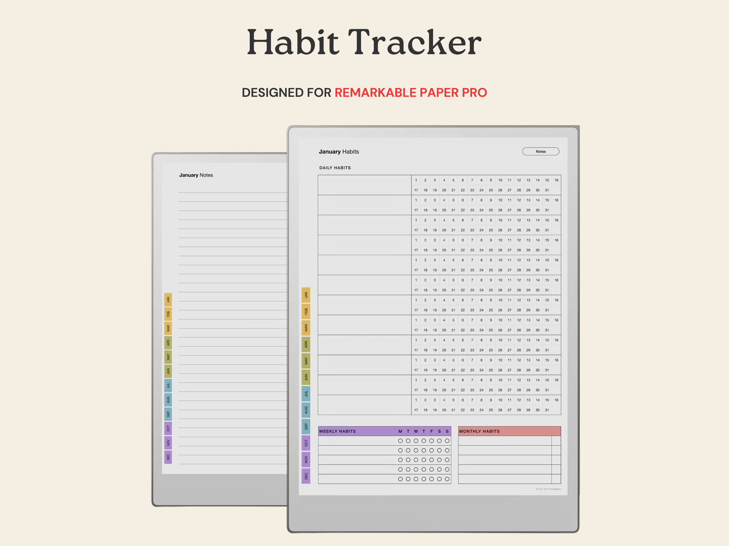 Habit Tracker for reMarkable Paper Pro