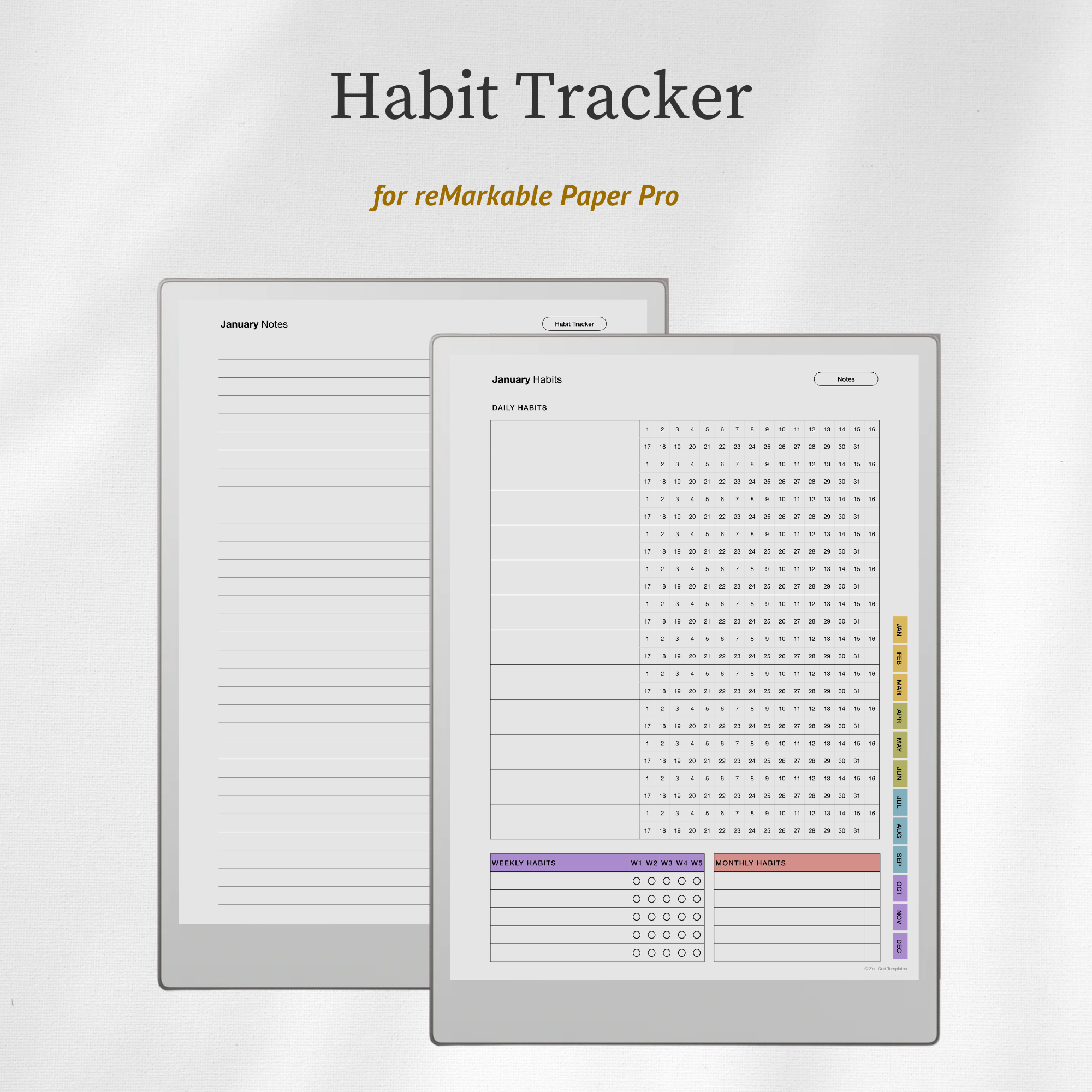 Habit Tracker for reMarkable Paper Pro