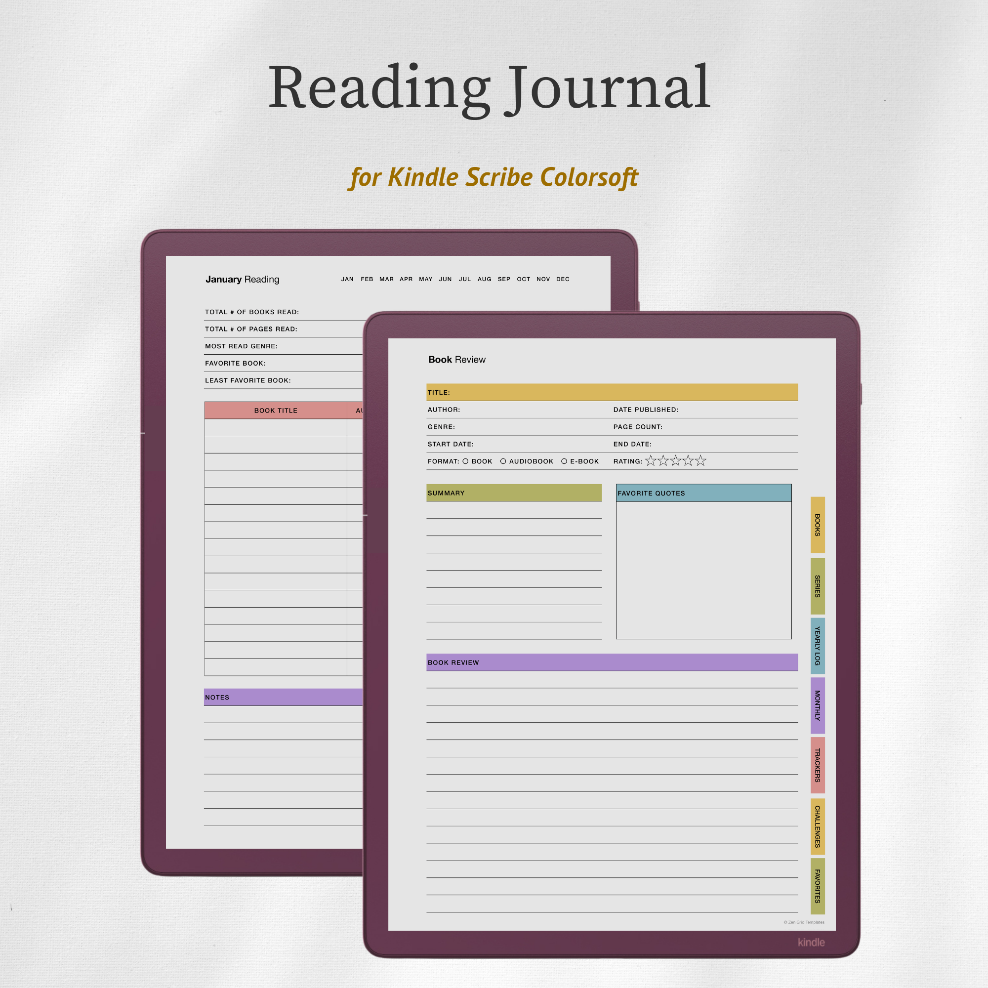 Reading Journal for Scribe Colorsoft