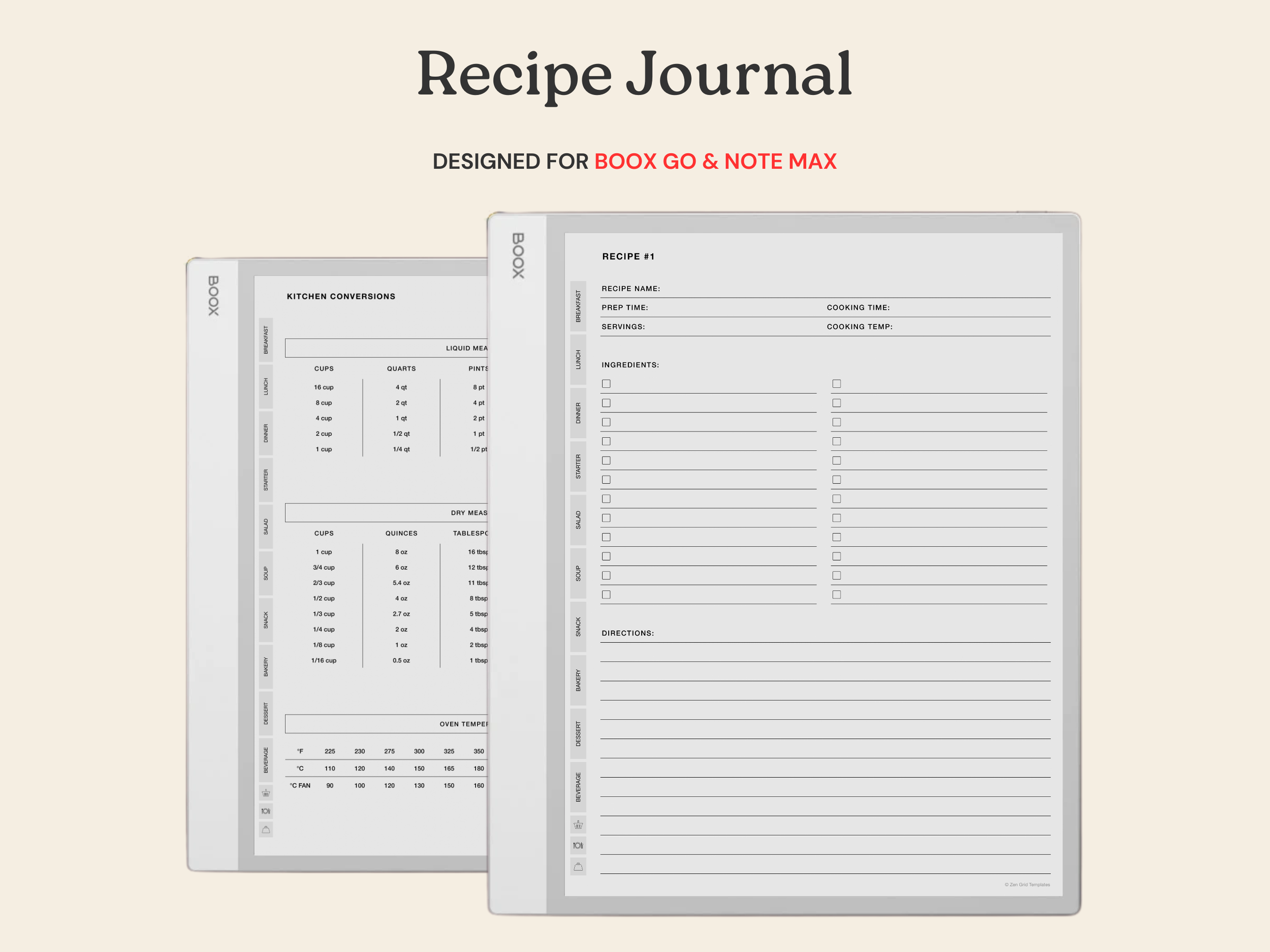 Recipe Planner for BOOX Note Max & Go 10.3