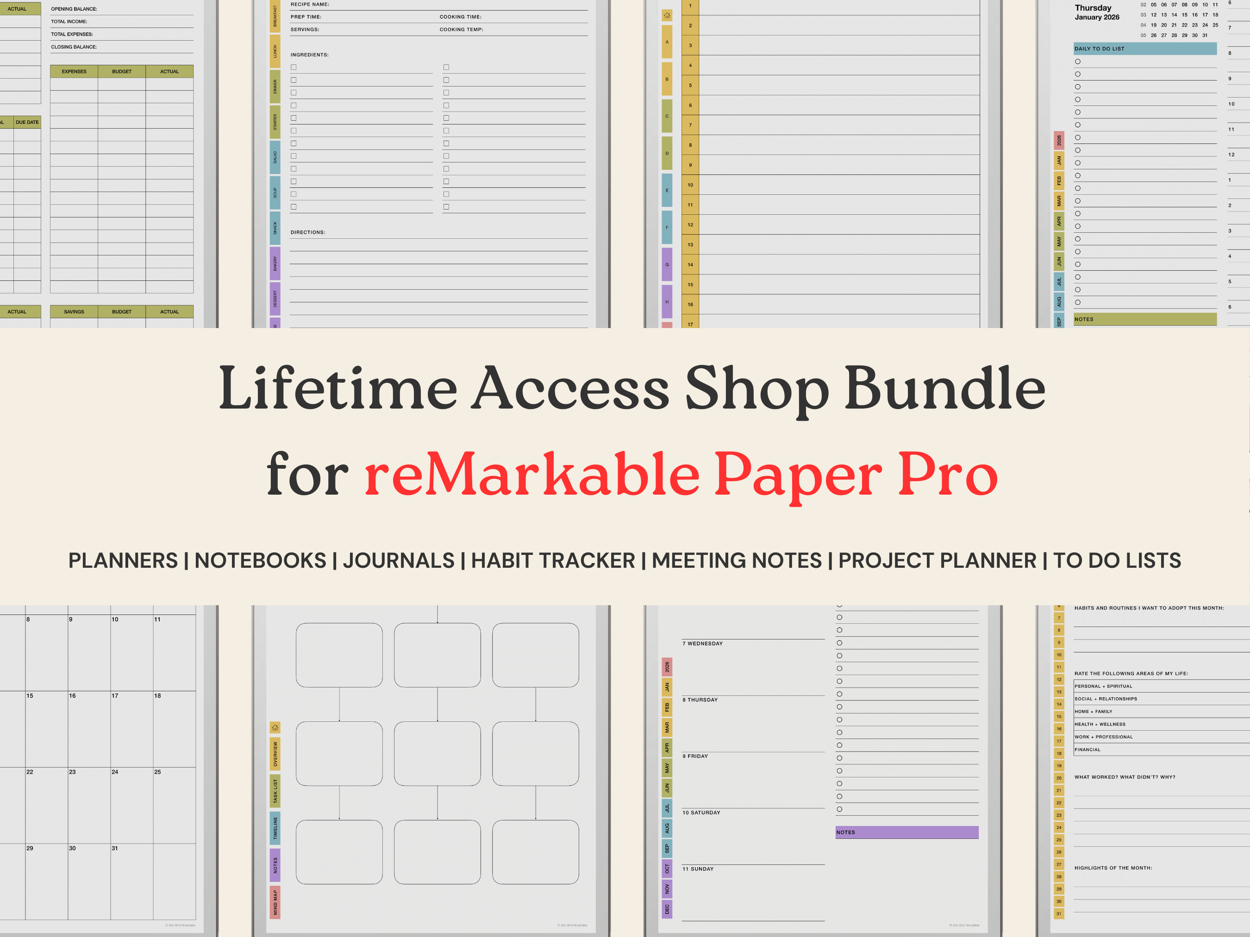 Planner Bundle Template for reMarkable Paper Pro