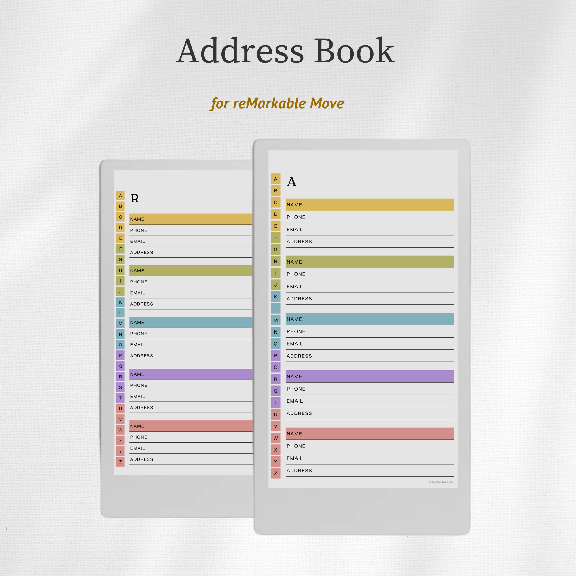 Address Book Template for reMarkable Move