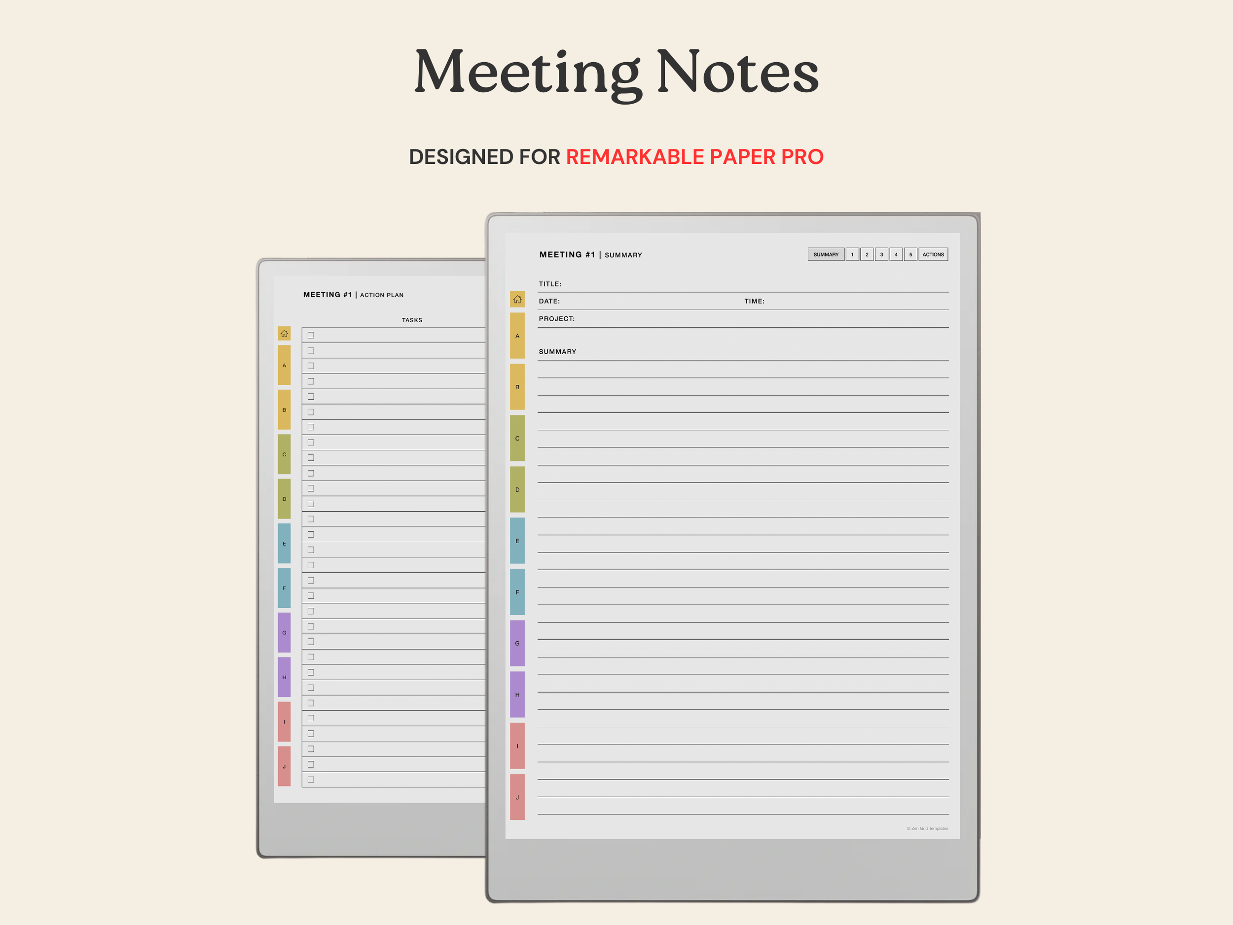 Meeting Notebook for reMarkable Paper Pro