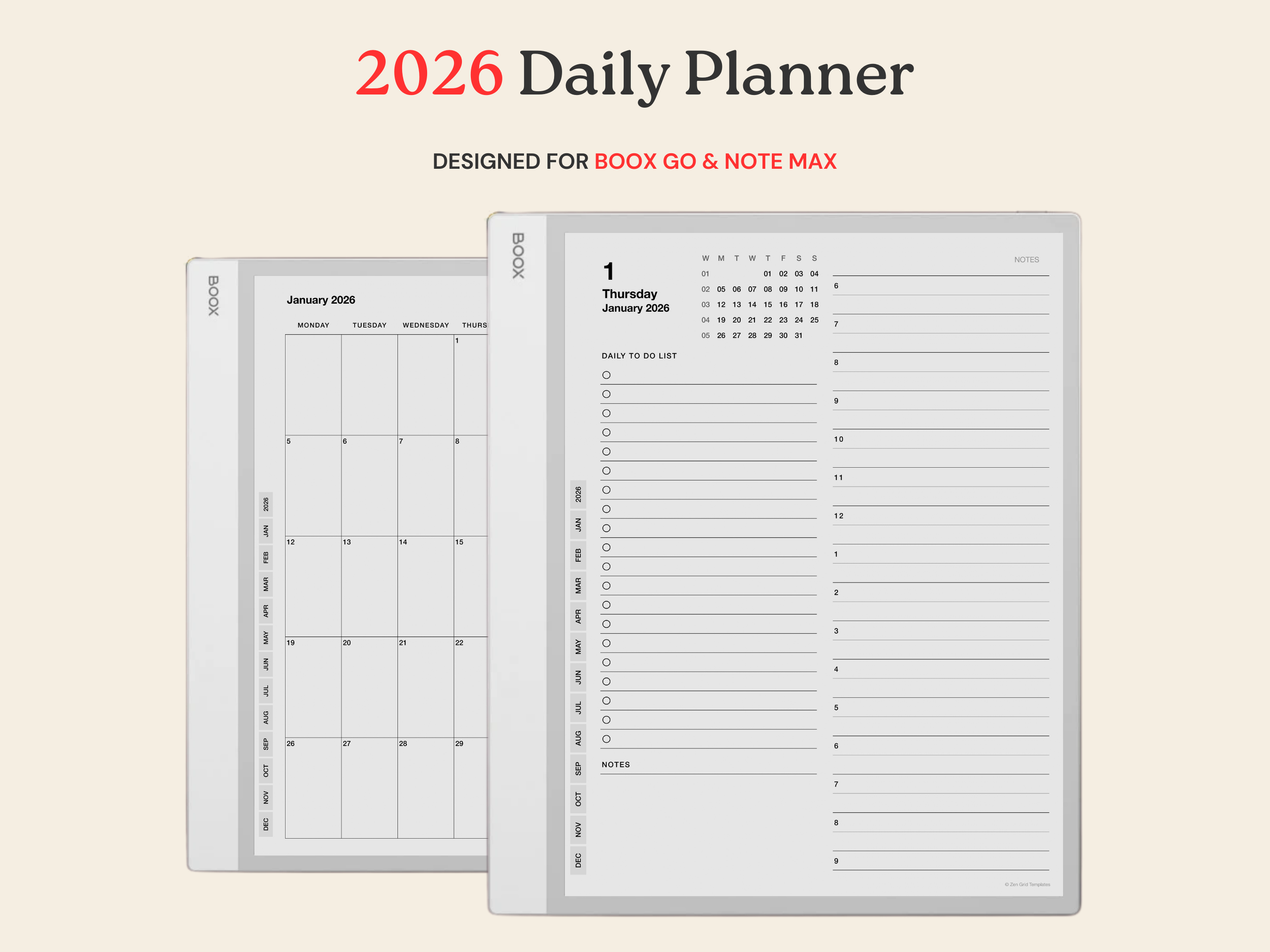 2026 Daily Planner for BOOX Note Max & Go 10.3