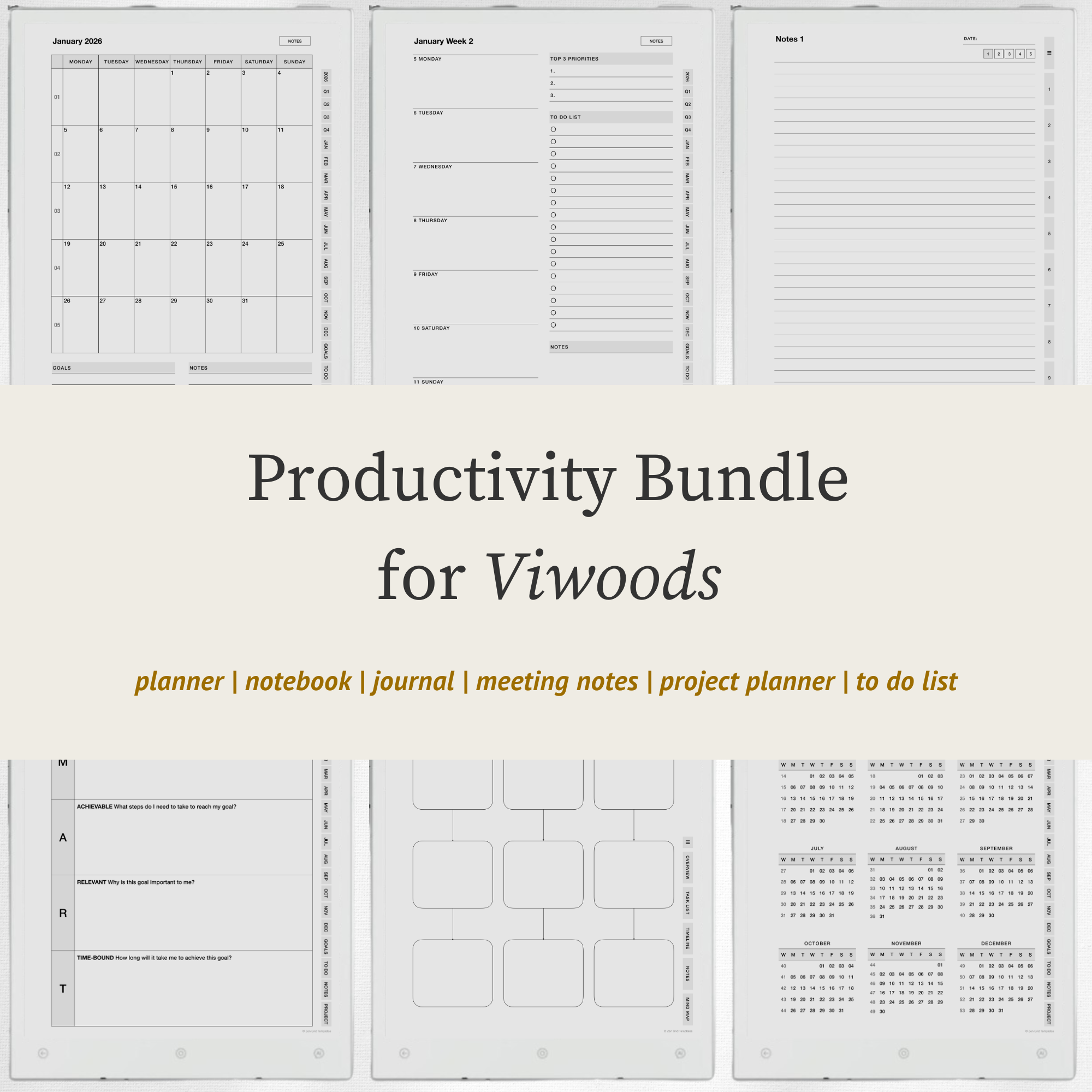 Productivity Templates Bundle for Viwoods