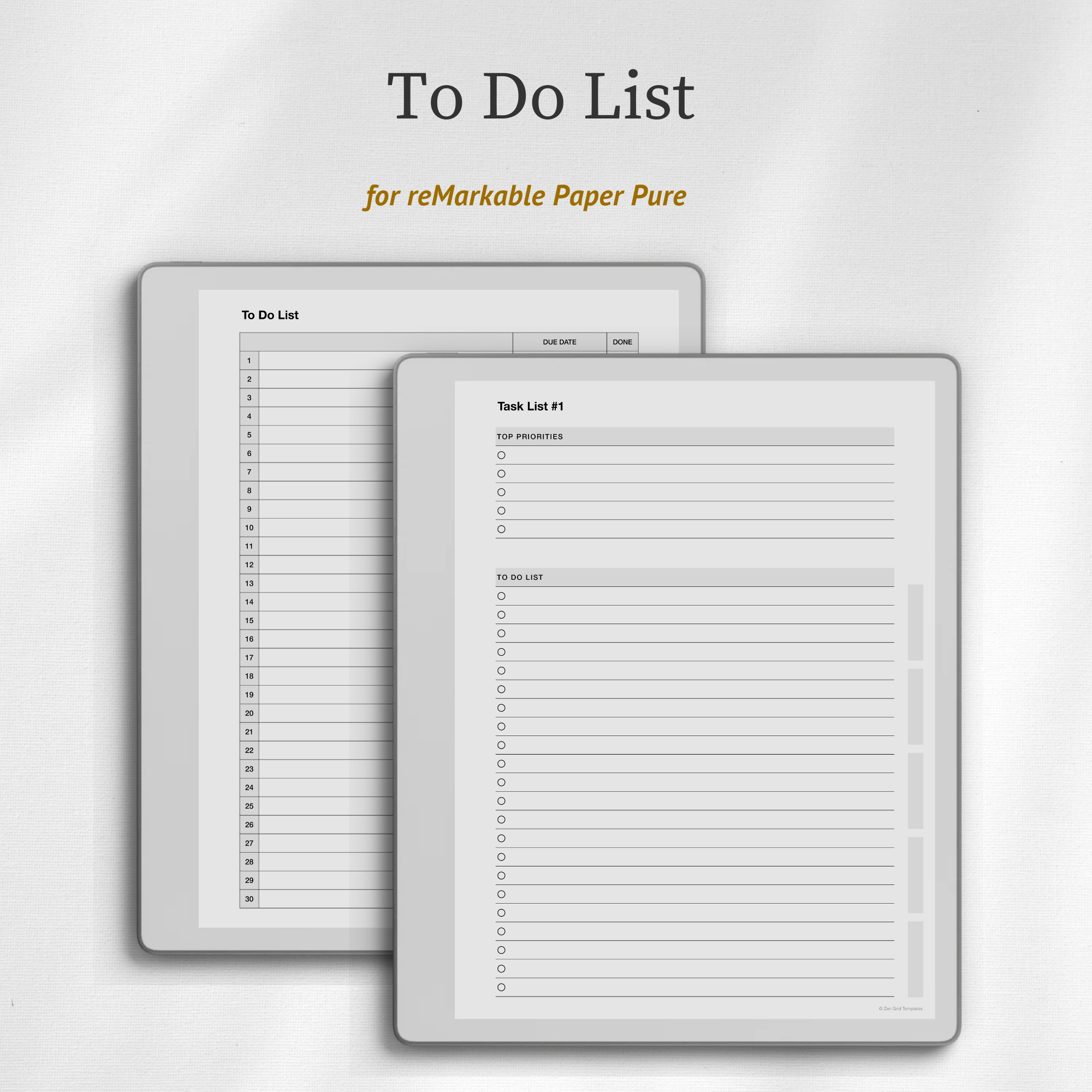 To Do List Template for reMarkable Pure