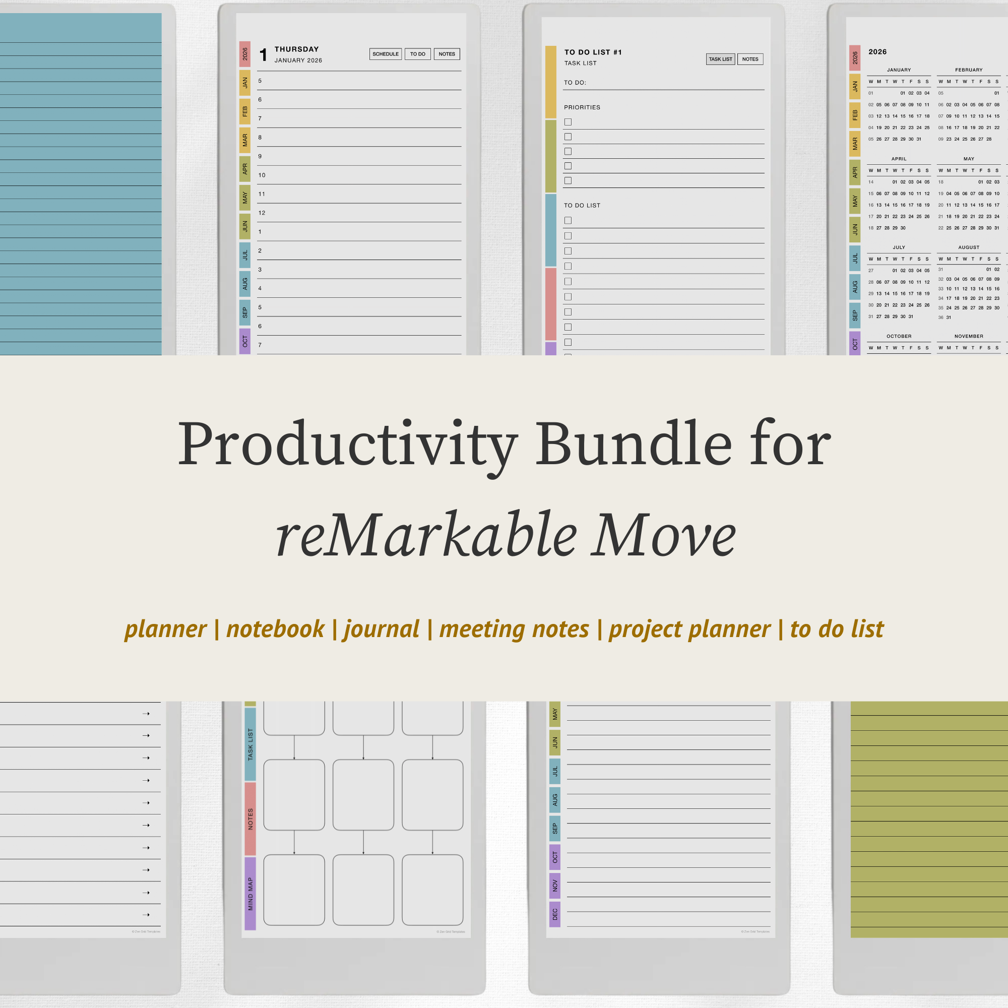 Productivity Templates Bundle for reMarkable Move