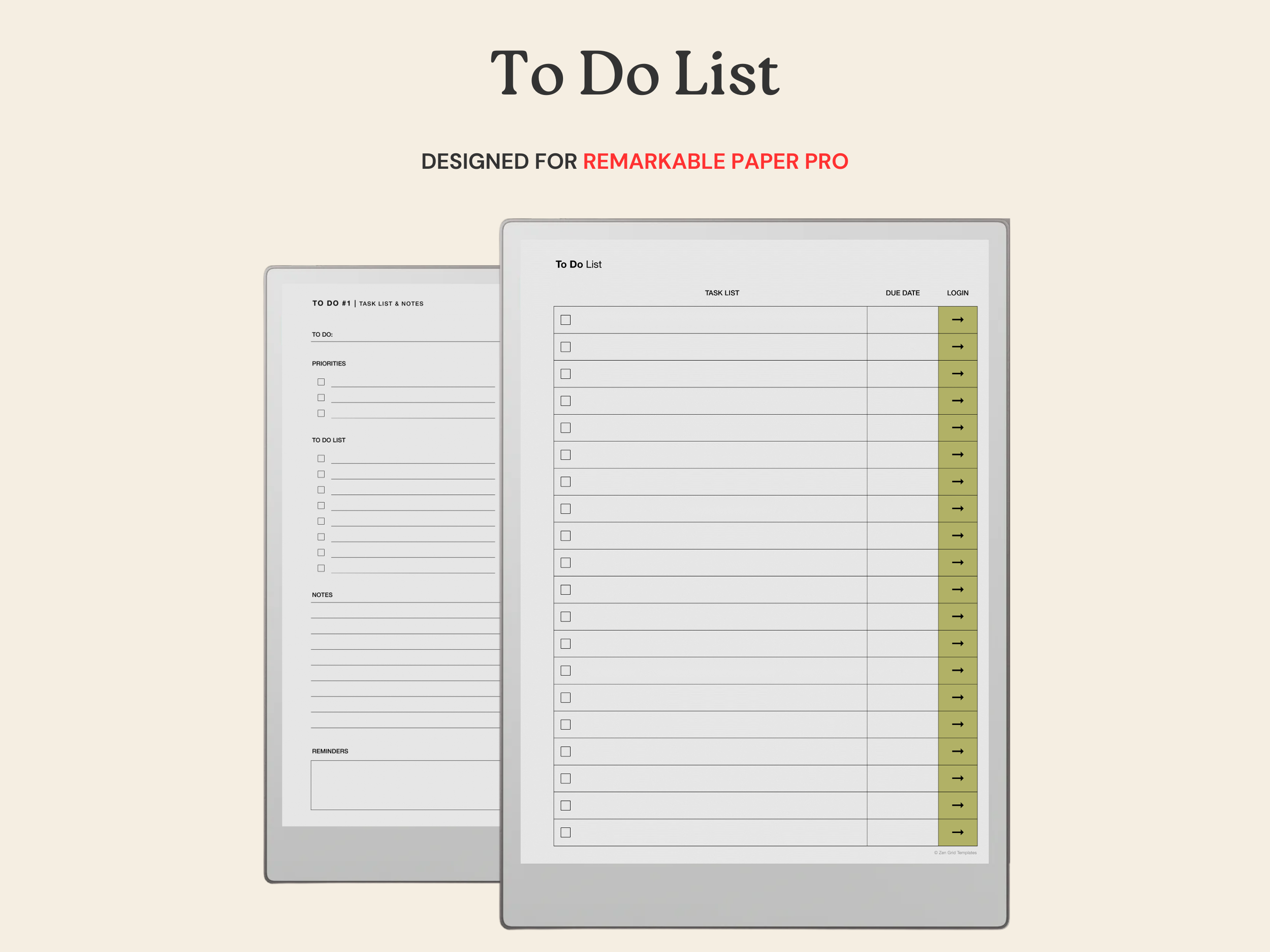To Do List for reMarkable Paper Pro