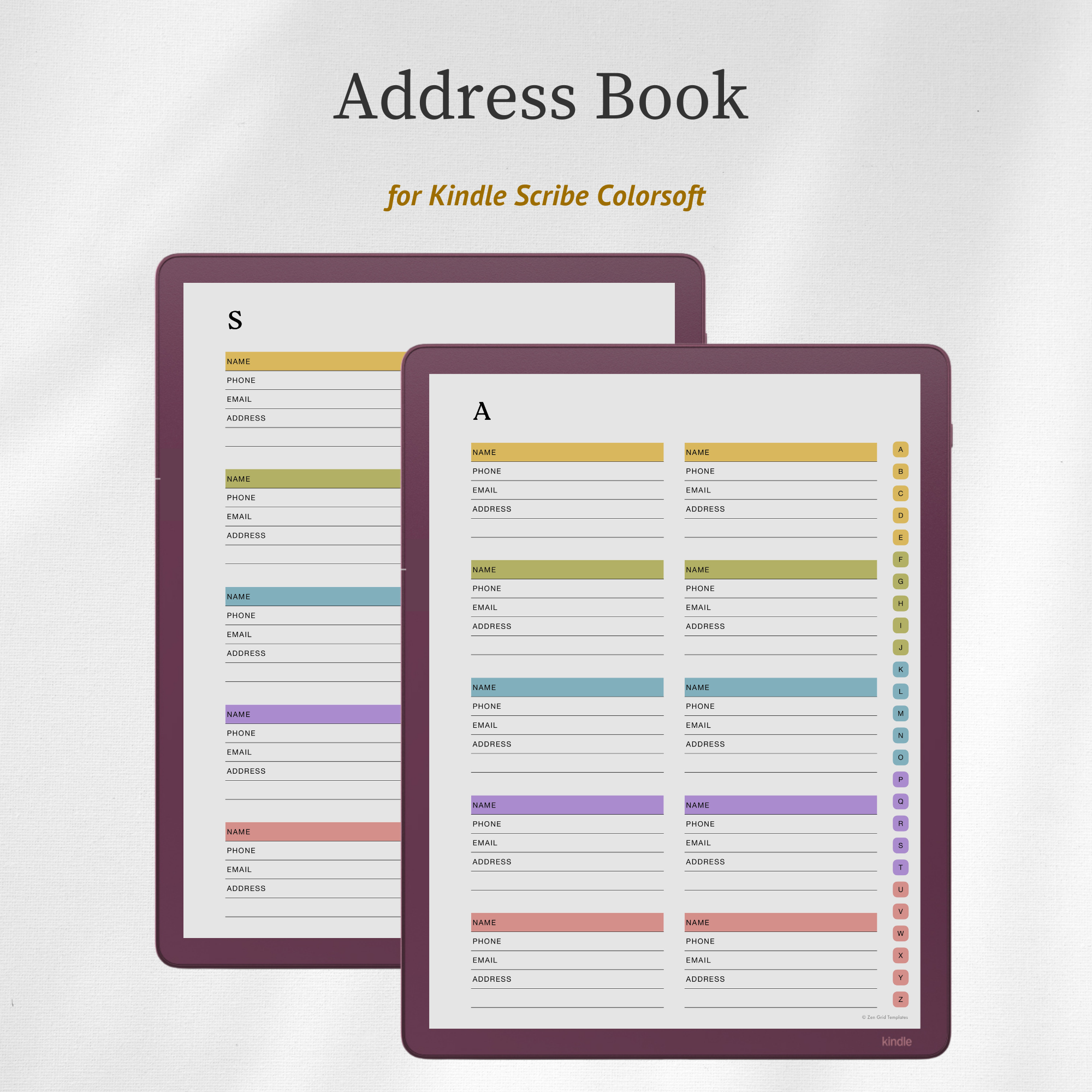 Address Book Template for Scribe Colorsoft