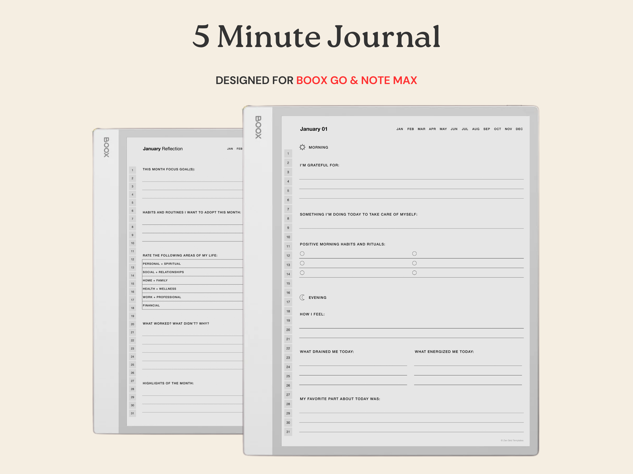 5 Minute Journal for BOOX Note Max & Go 10.3
