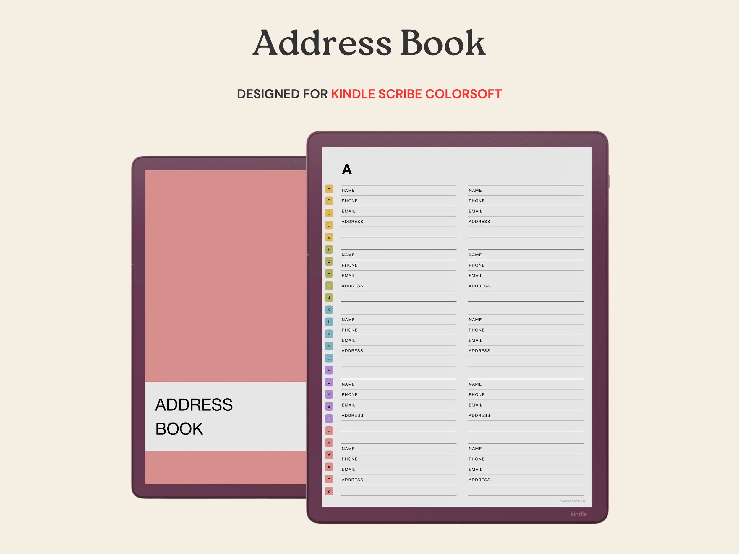 Address Book for Kindle Scribe Colorsoft