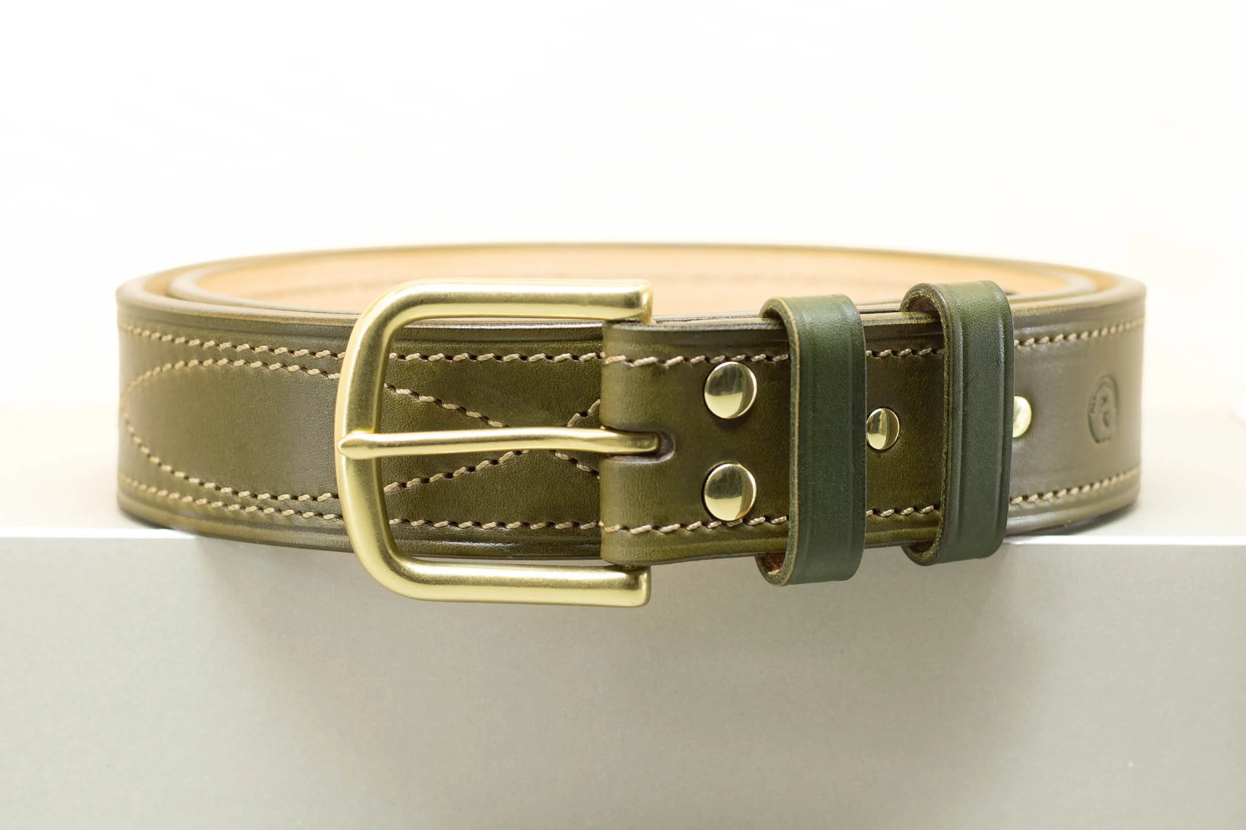 Diamond Stitch Colour Belt - Half Buckle 38mm - Green