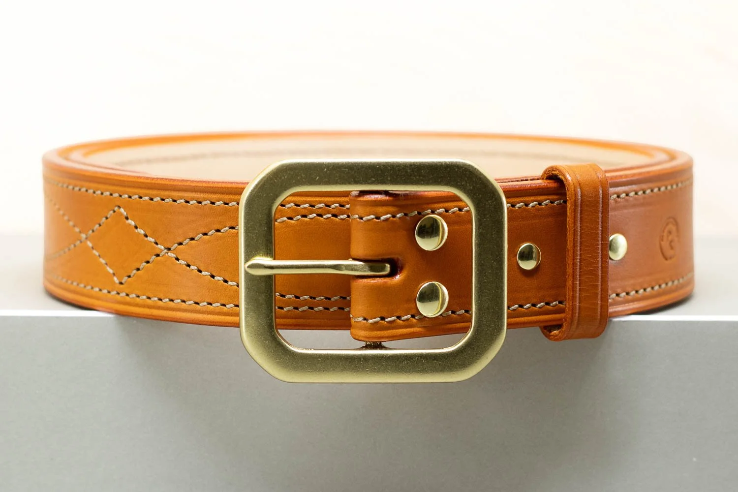 Diamond Stitch Colour Belt - Square Buckle 38mm - Orange
