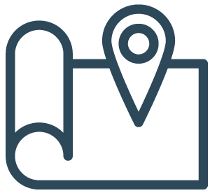 Icon of a map with a location pin