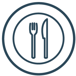 Icon of a fork and knife on a plate