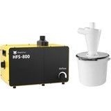 Industrial ultrasonic cleaner with a black and yellow ultrasonic generator and a white ultrasonic cleaning tank