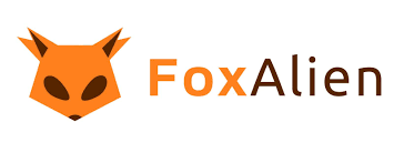 Logo of FoxAlien featuring an orange fox head and the brand name in orange and black text.