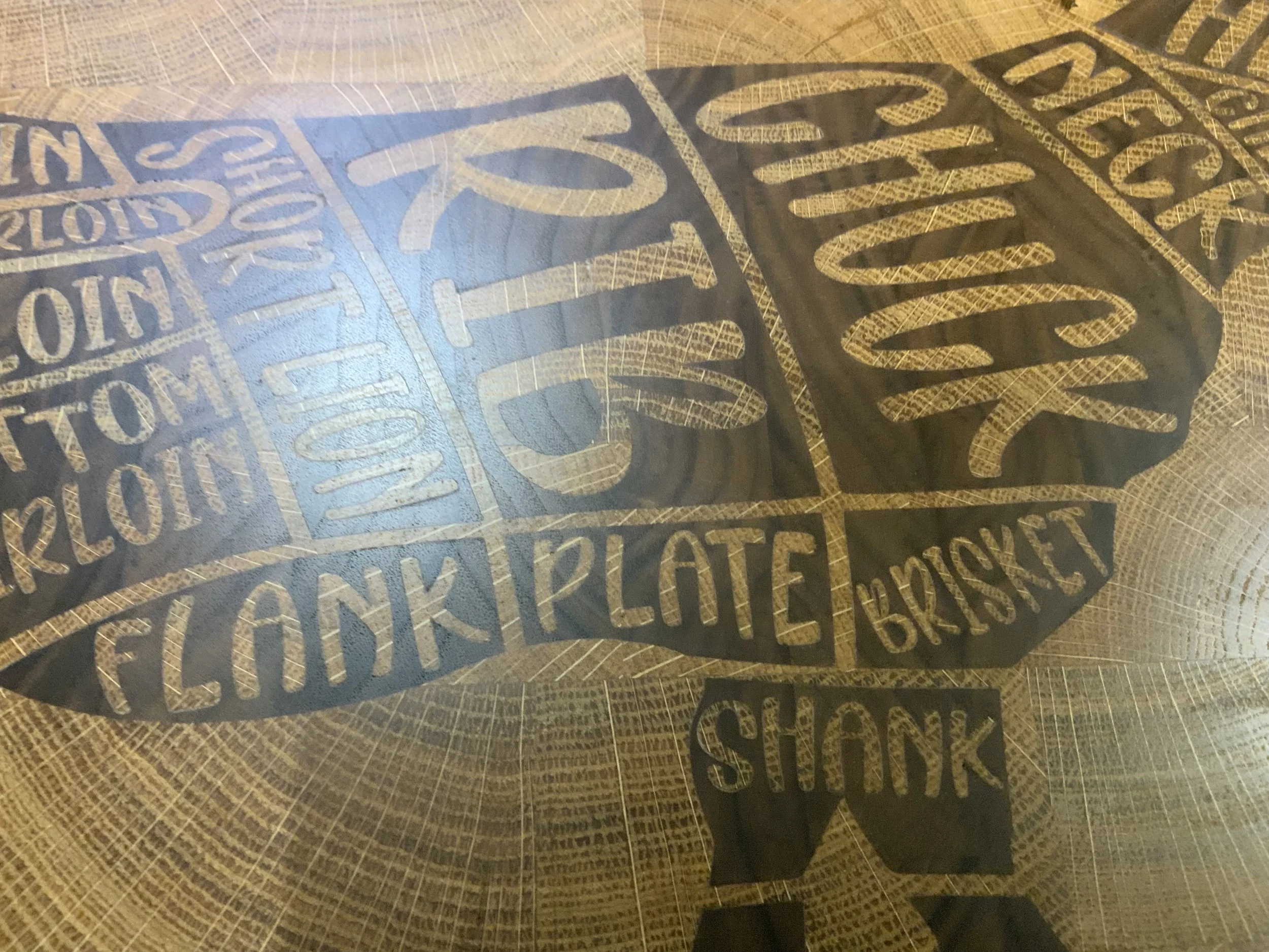 Cow cuts board close up