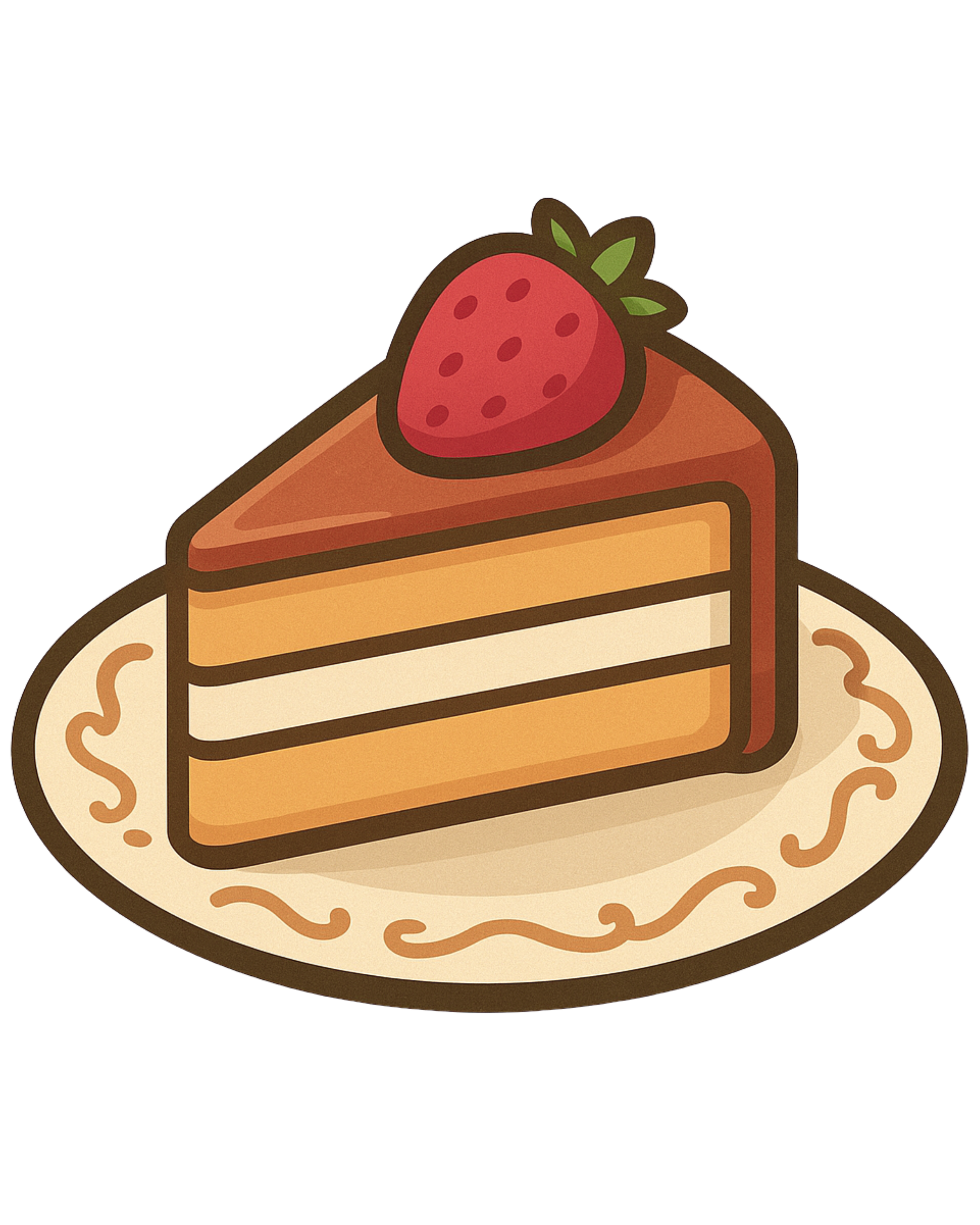 Ein Teller mit einem Stück Schokoladenkuchen, verziert mit einer Erdbeere.