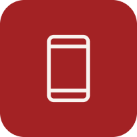 Icon of a smartphone on a red background