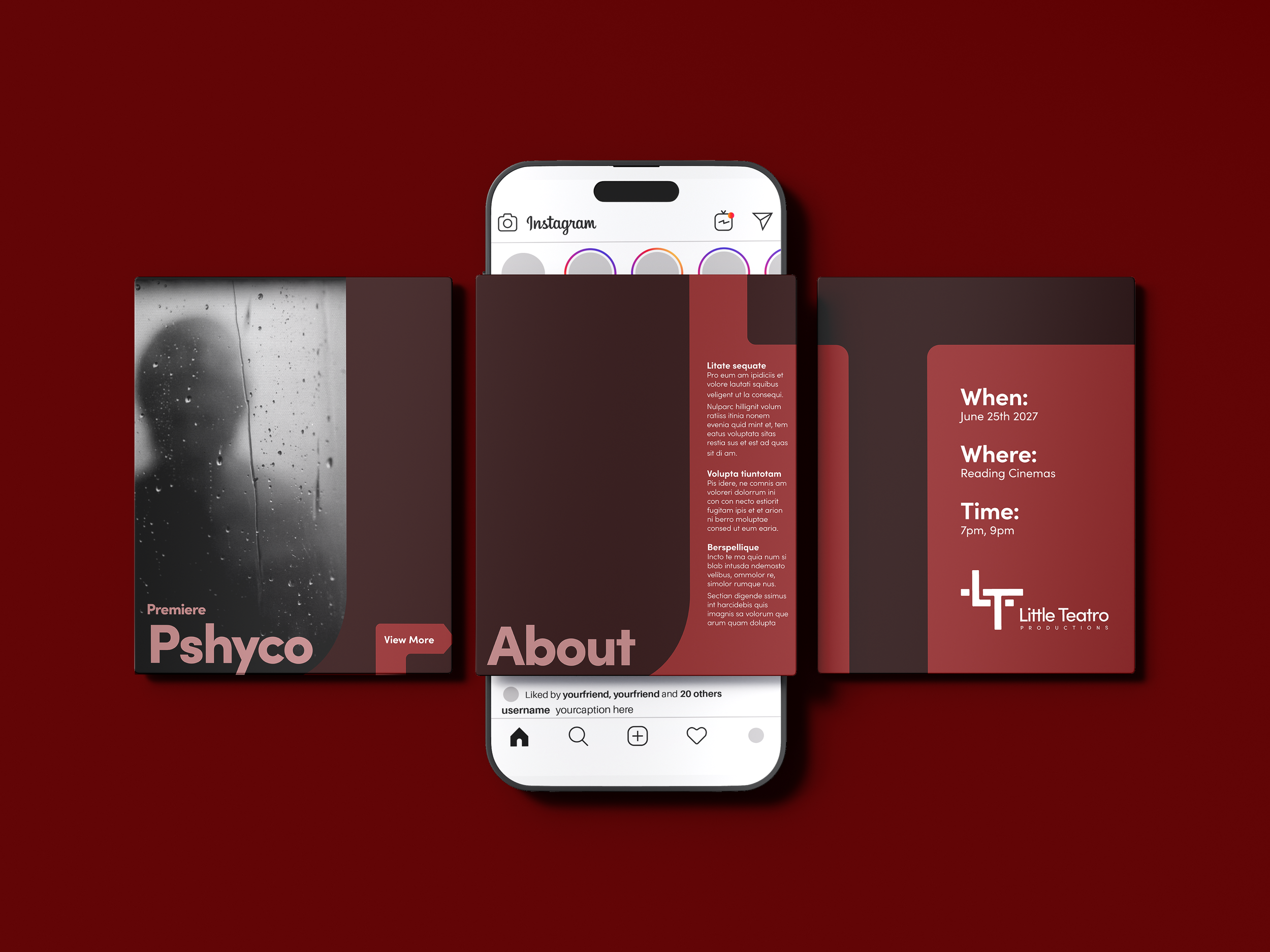 An example of social media tiles and the application of secondary colours