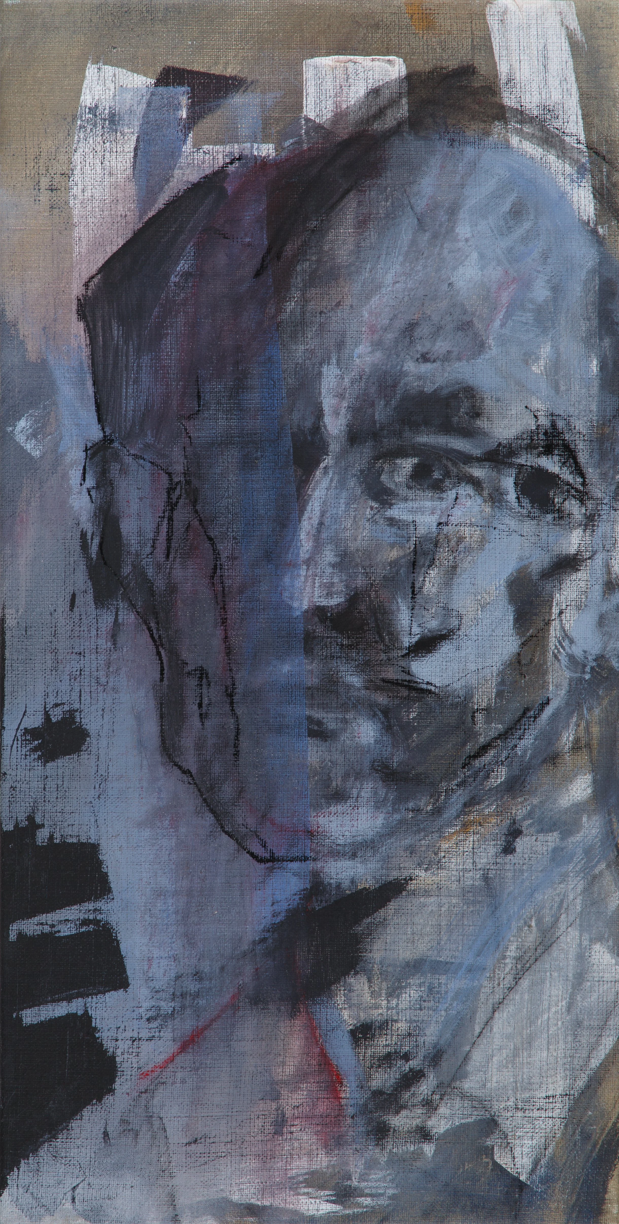 Selbst in Bewegung 2025, Acryl u. Kohle, Leinwand auf Keilrahmen, 48 x 24 cm