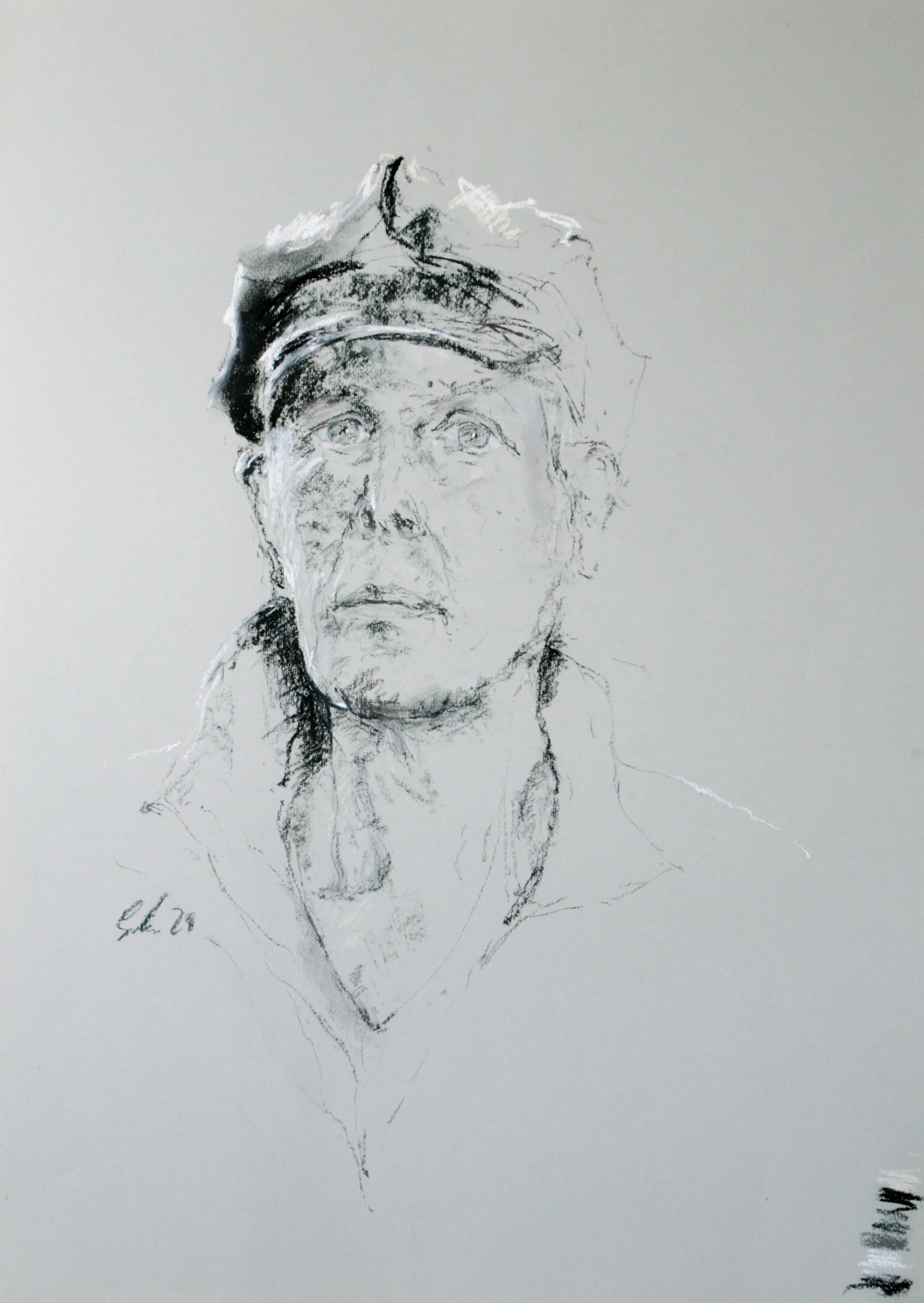 B. 2023, Kohle und Kreide, Karton, 70 x 50 cm