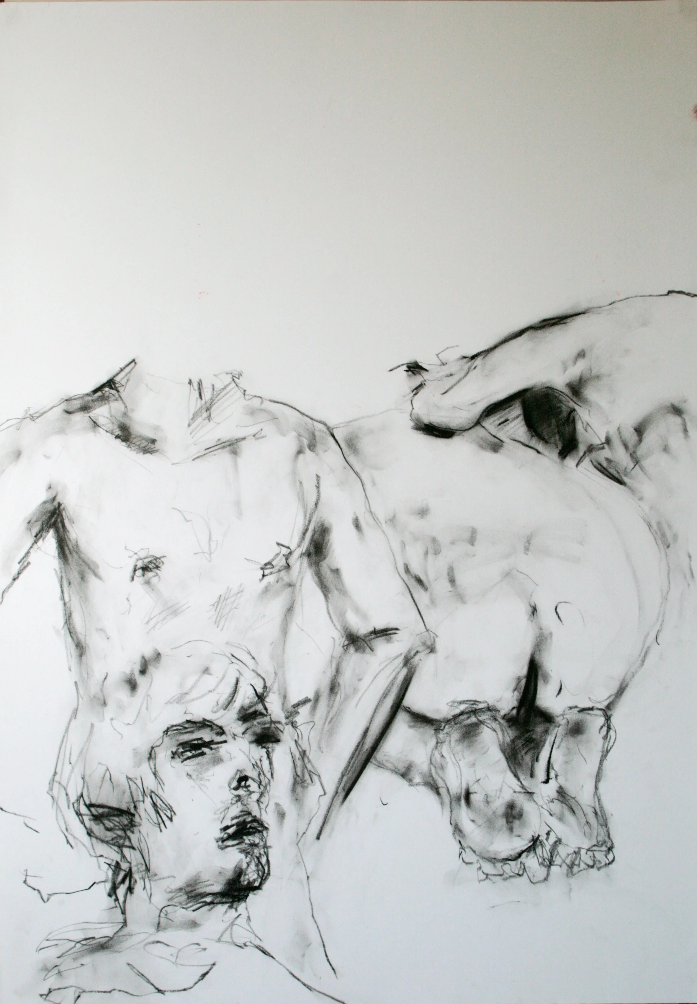 Aktcollage 2024, Kohle, Papier, 100 x 70 cm