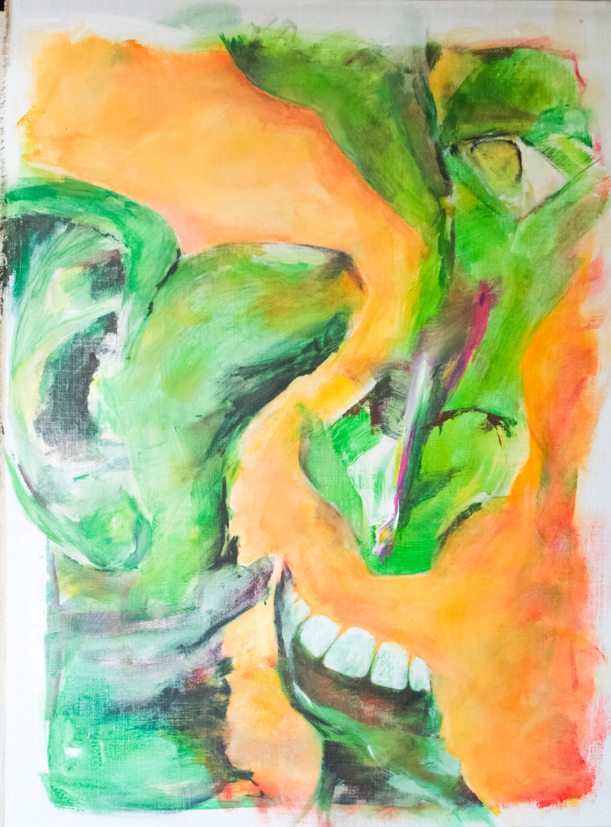 Fratze 5von8 2024, Acryl, Leinwand ungerahmt, 95 x 70 cm