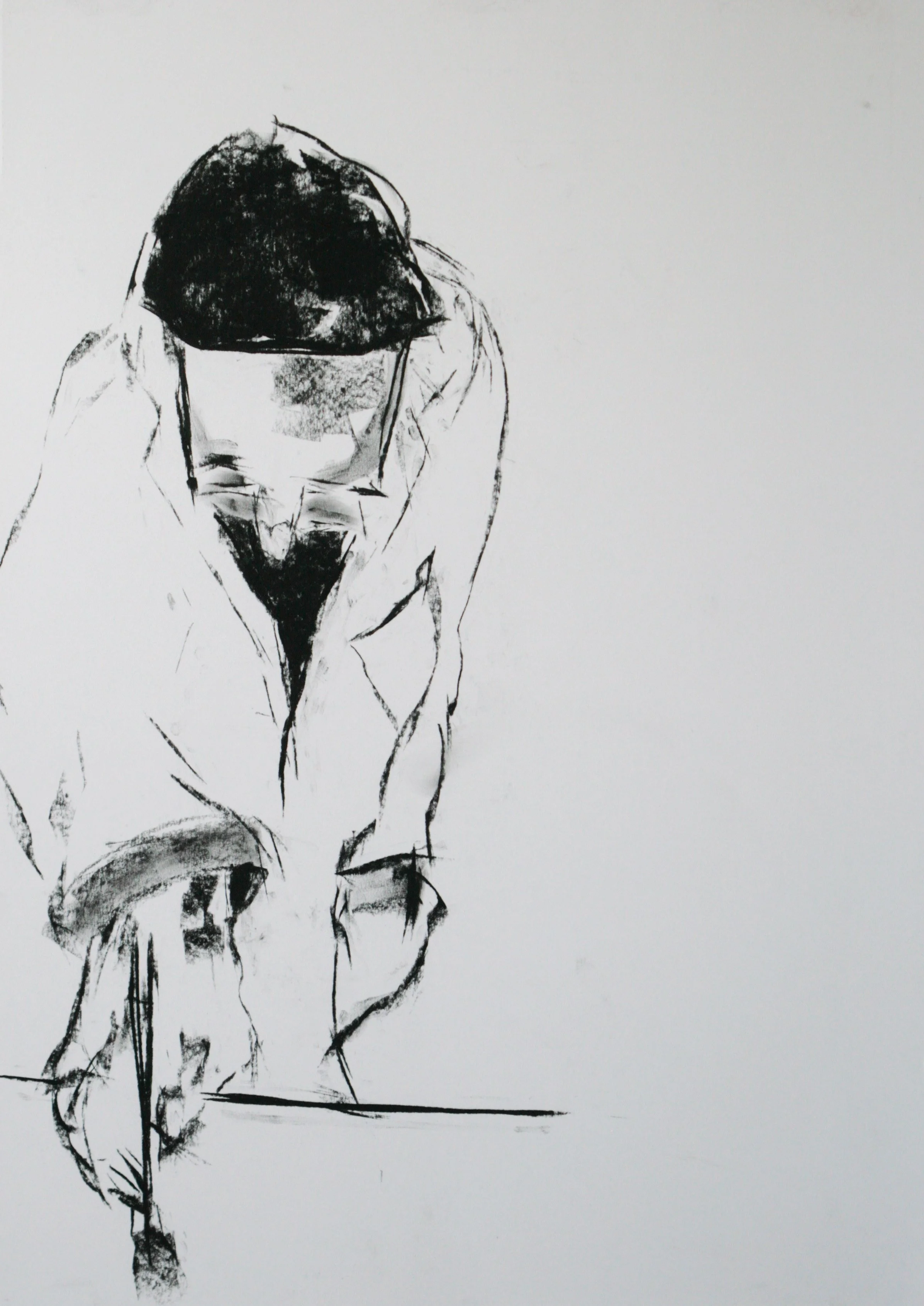 H. 2025, Kohle, Papier, 59 x 42 cm