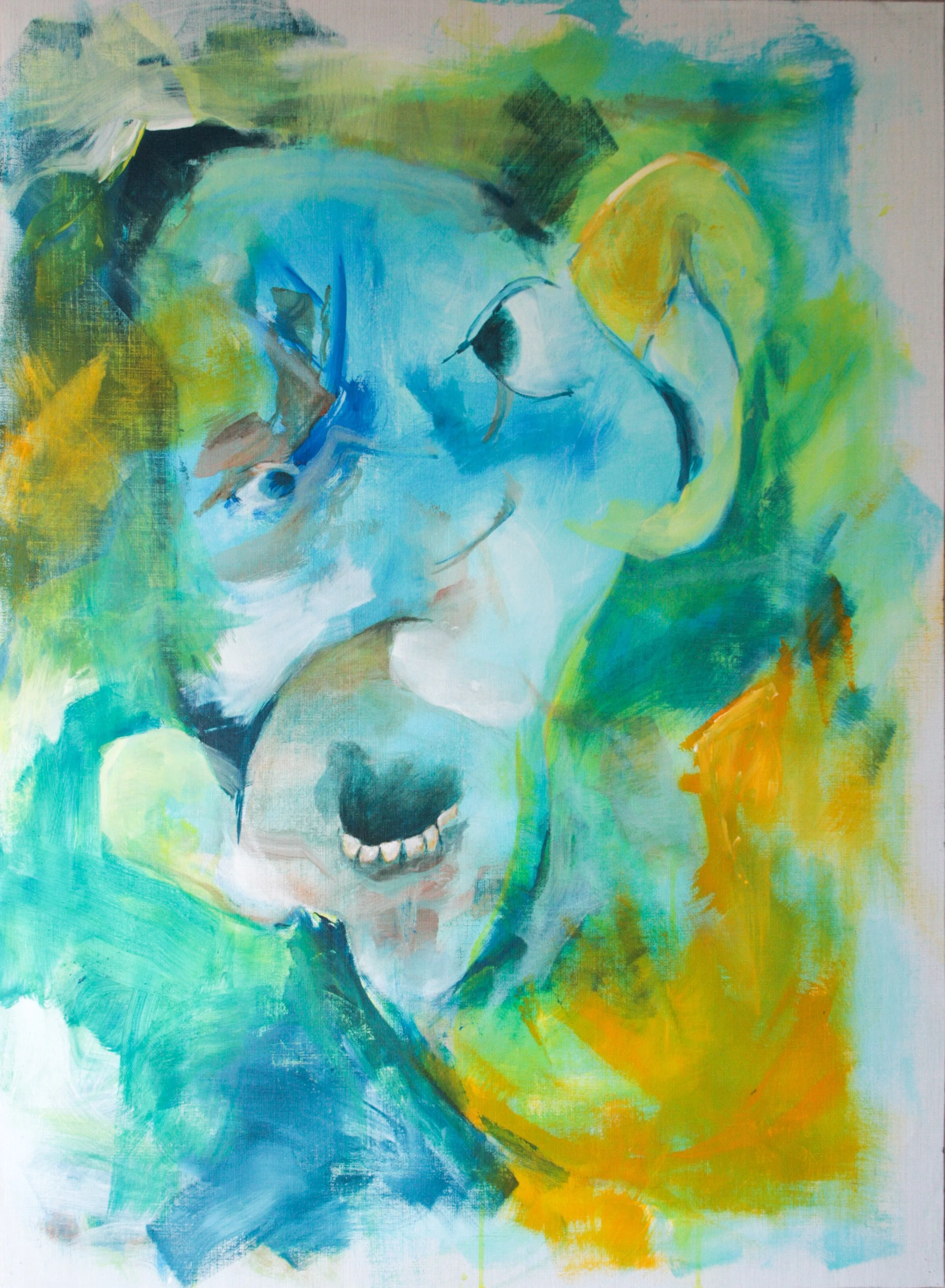 Fratze 4von8 2025, Acryl, Leinwand ungerahmt, 95 x 70 cm