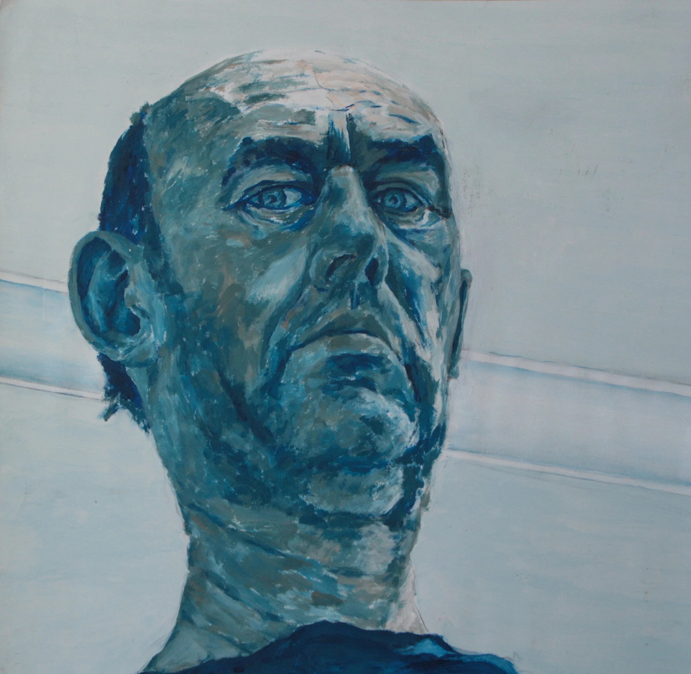 Selbst Untersicht 2019, Acryl, Pappe, 42 x 43 cm