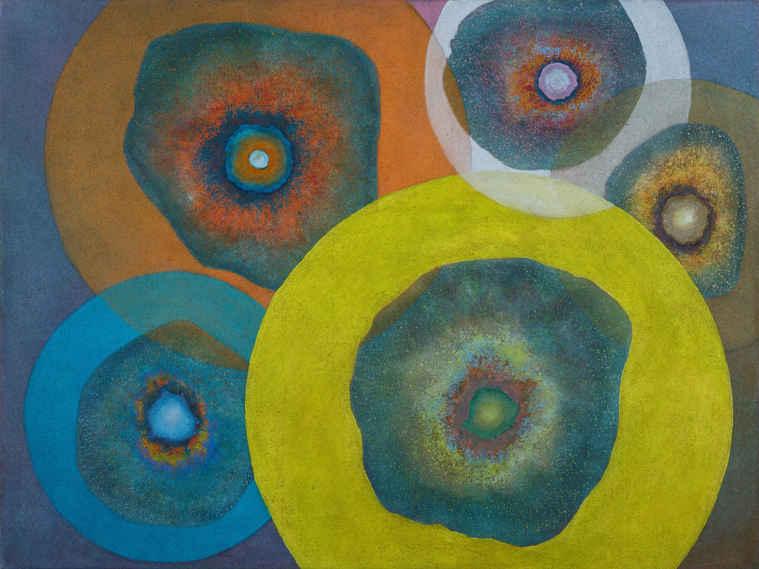 Ohne Titel 2024, Acryl, Wachsstifte, Leinwand auf Keilrahmen, 120 x 90 cm