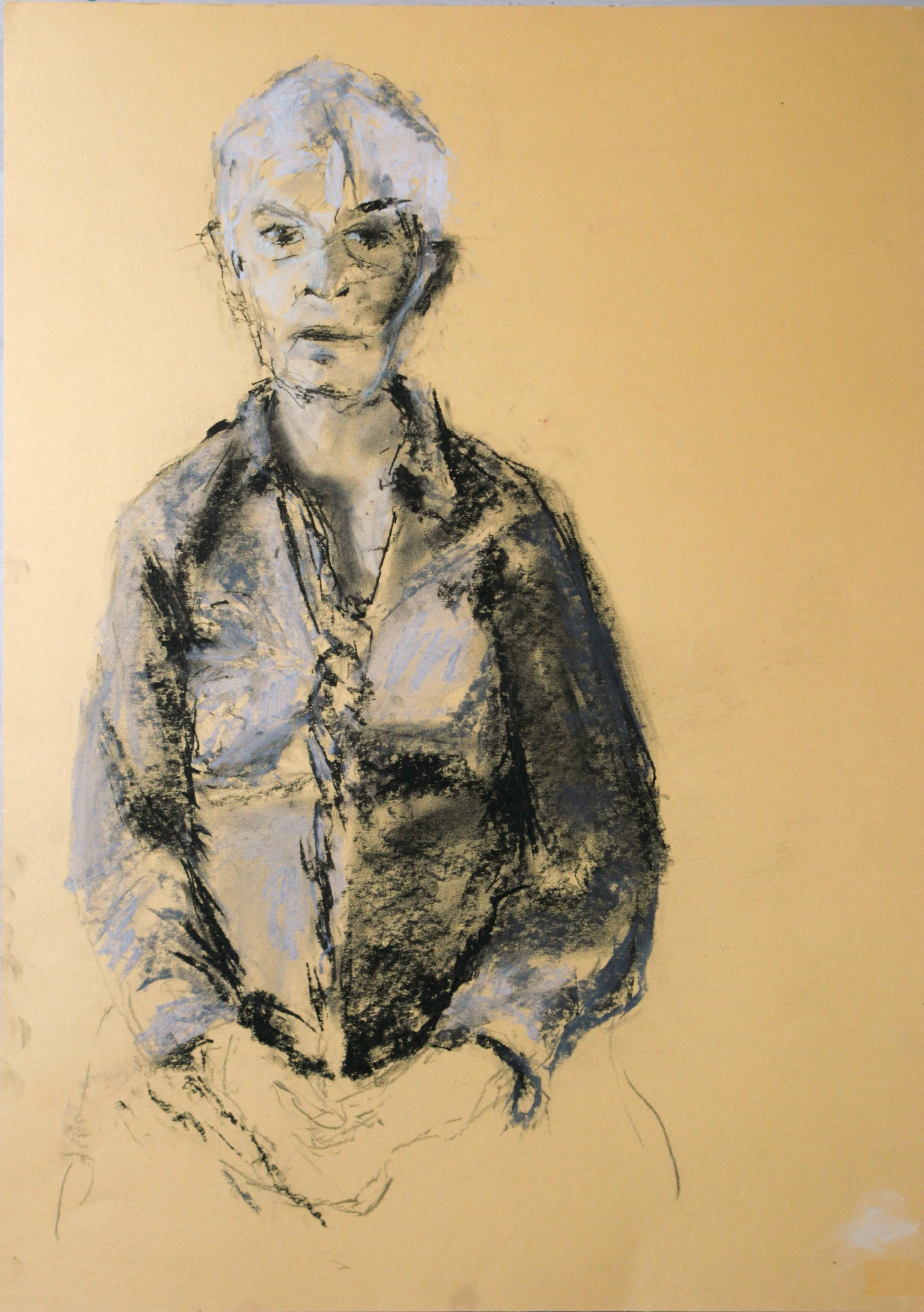 M. 2023, Kohle u. Pastell, Karton, 70 x 50 cm