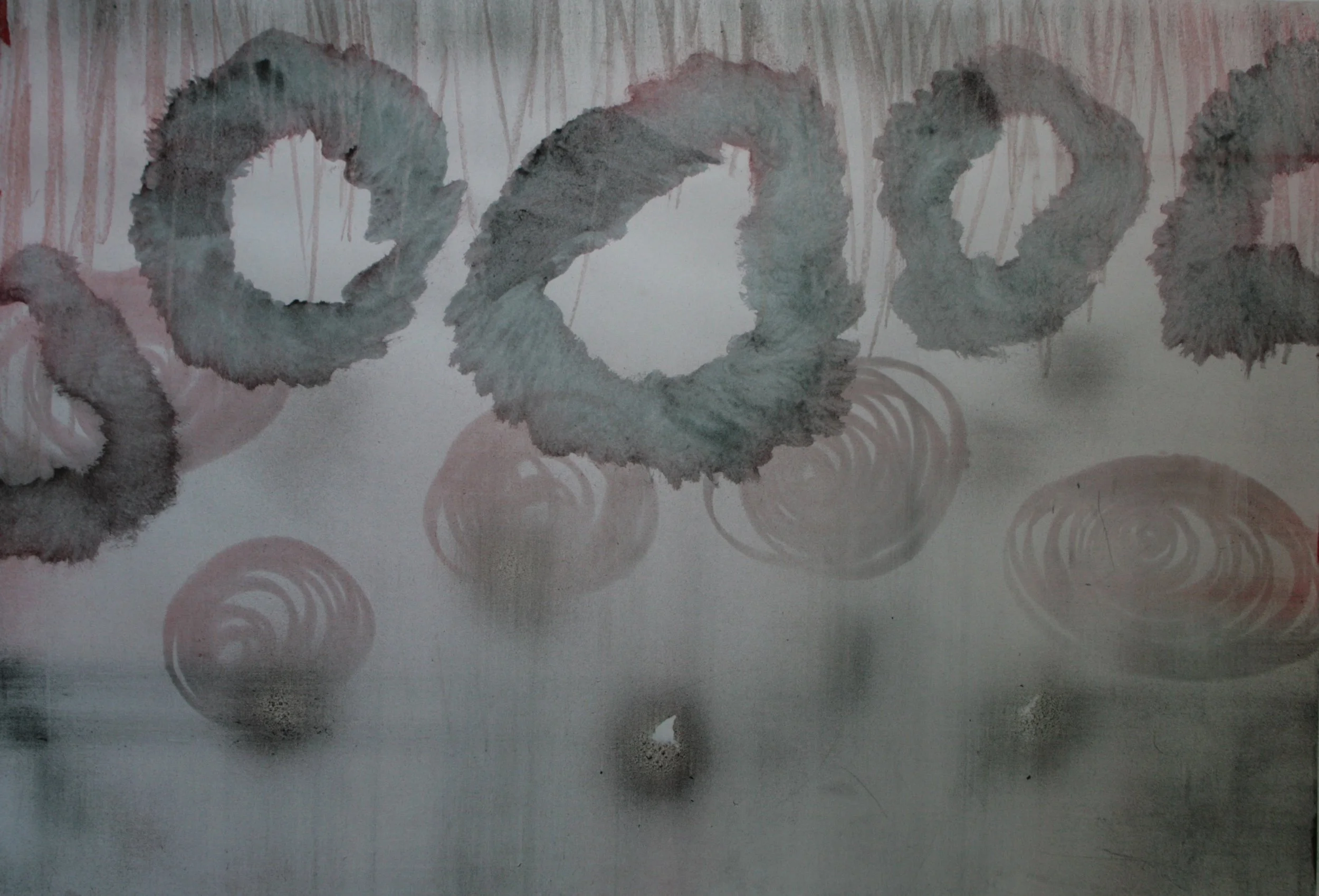 Ringe 1 2024, Mischtechnik, Papier, 70 x 100 cm