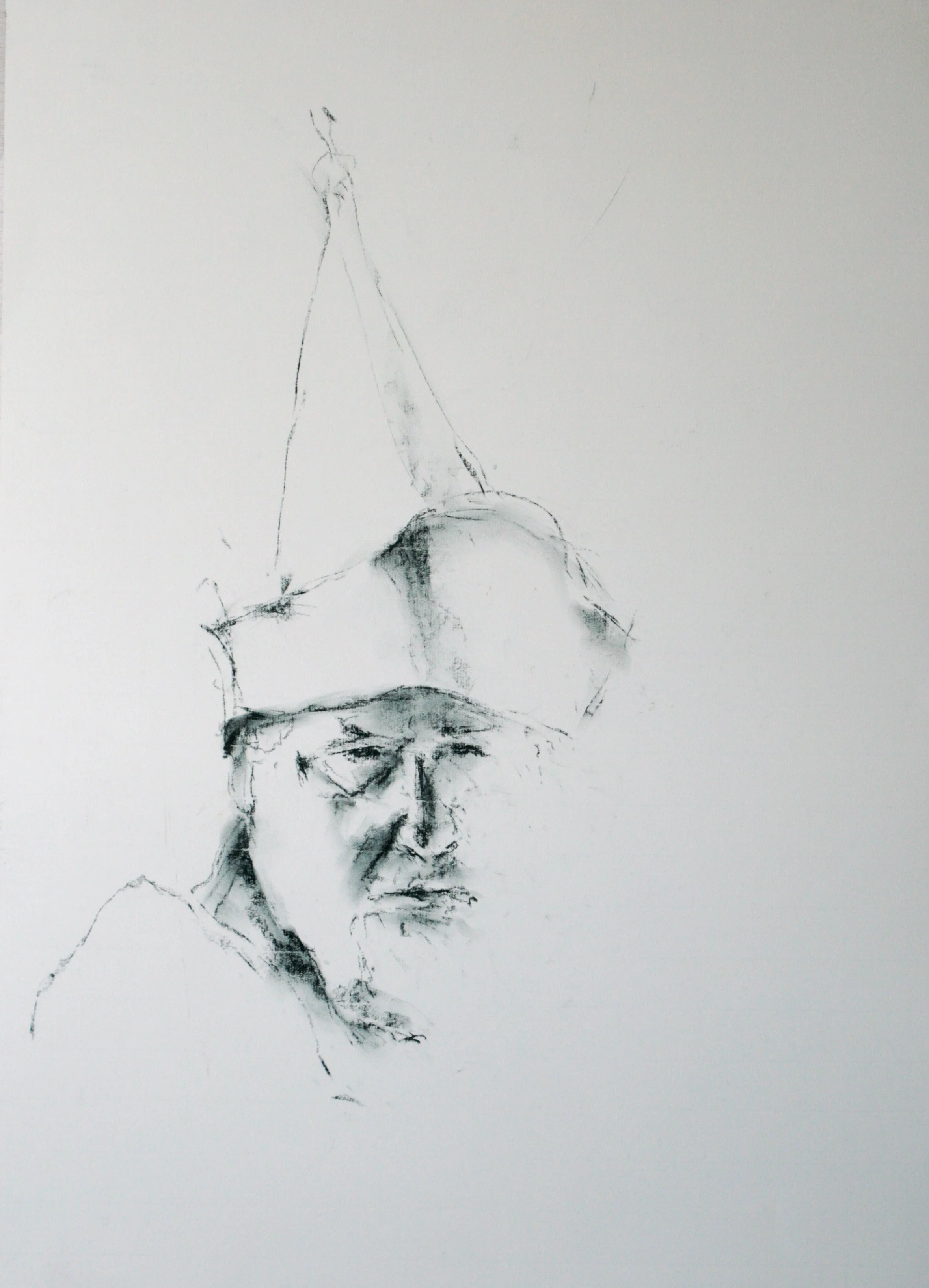 Ge. 2022, Kohle, Vorsatzpapier, 70 x 50 cm