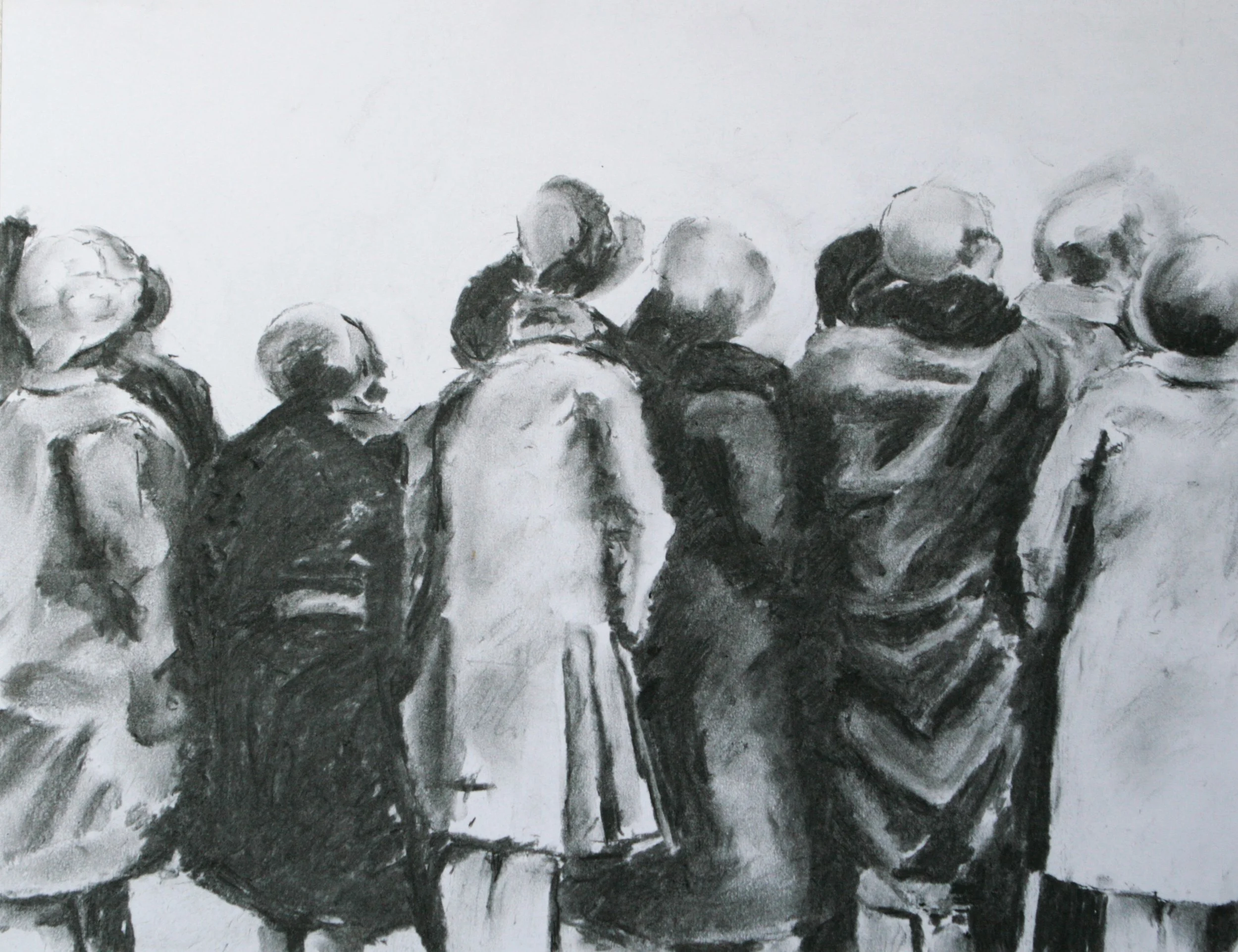 Ohne Titel 2024, Kohle, Papier, 34 x 45 cm