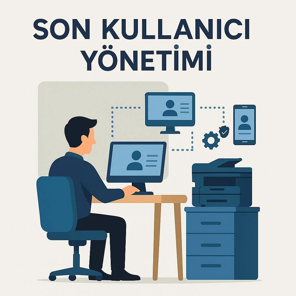 İşletmenizdeki t&uuml;m son kullanıcı cihazlarını (bilgisayar, notebook, yazıcı, mobil cihazlar) u&ccedil;tan uca y&ouml;netiyor ve destekliyoruz. Kurulum, g&uuml;ncelleme, erişim yetkileri, g&uuml;venlik politikaları ve sorun giderme s&uuml;re&ccedi