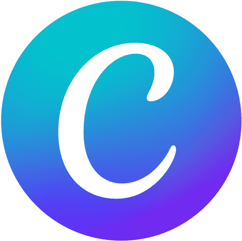 Colorful gradient circle with a white copyright symbol in the center.
