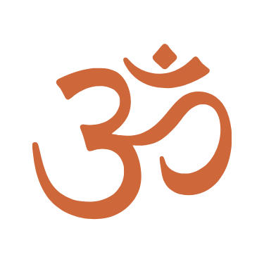 Yoga studio shala Om symbol on a black background.