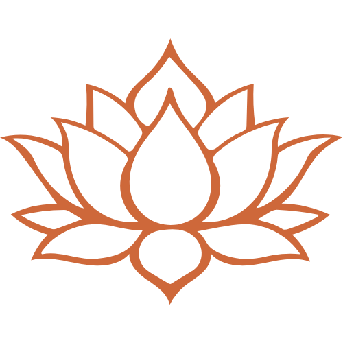 Yoga lotus flower design in brown with black background.