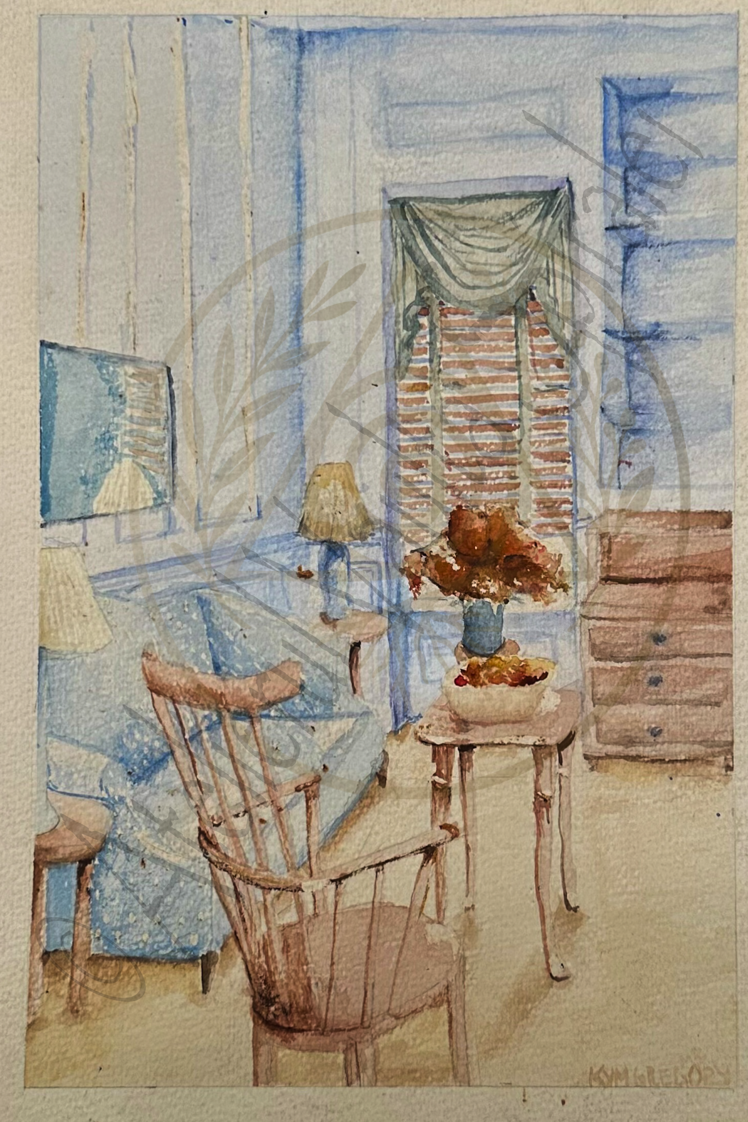 The Blue Room – Watercolor Interior