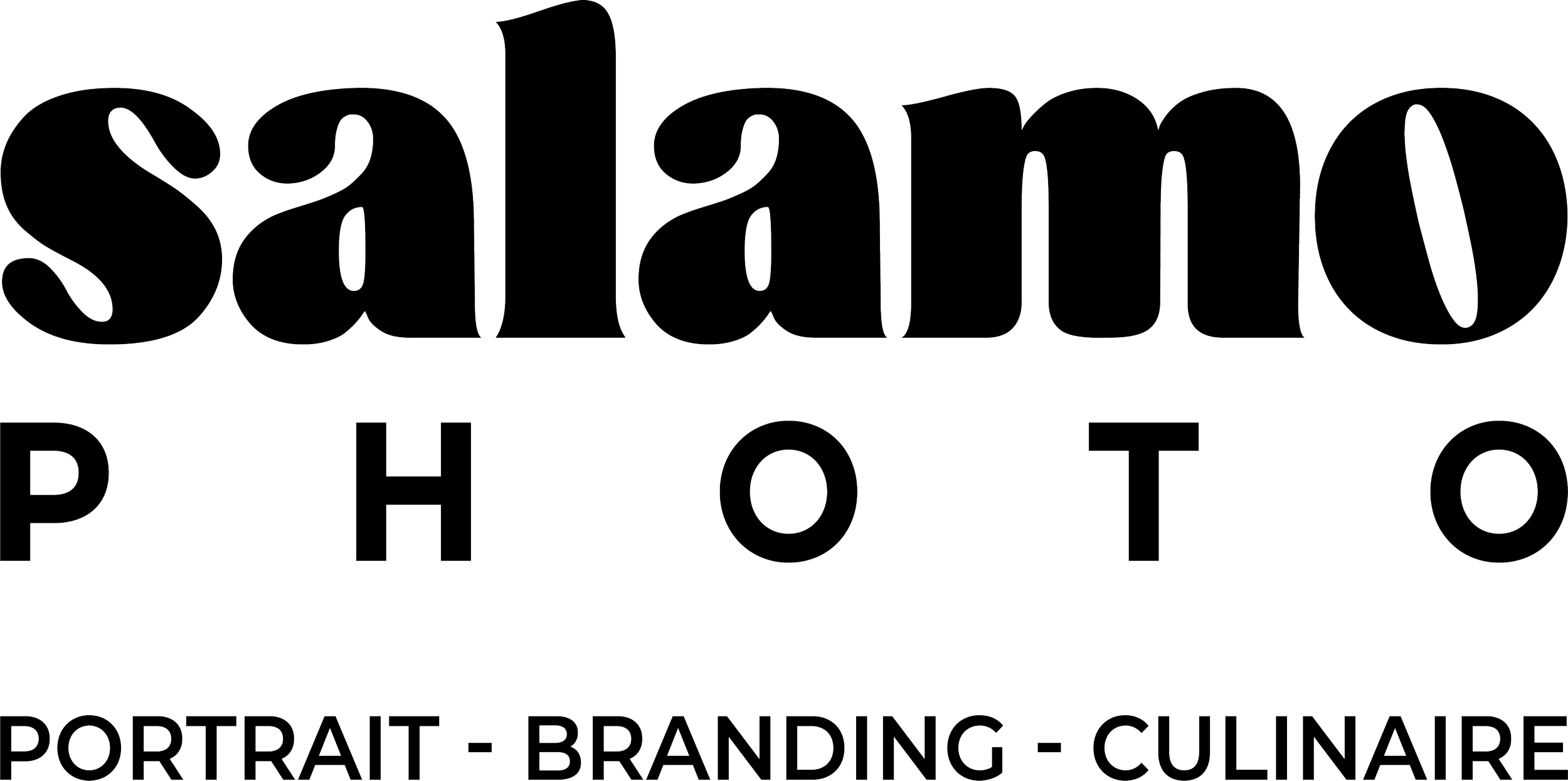 Logo de Salamo Photo en grand, puis et en petit 'Portrait - Branding - Culinaire'.