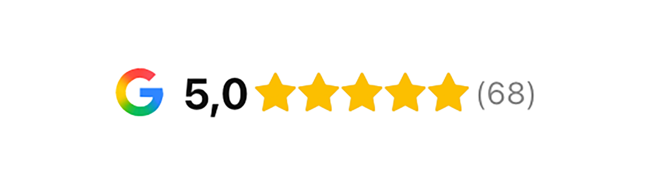 Logo Google avec une note de 5 étoiles sur 5 basée sur 68 avis