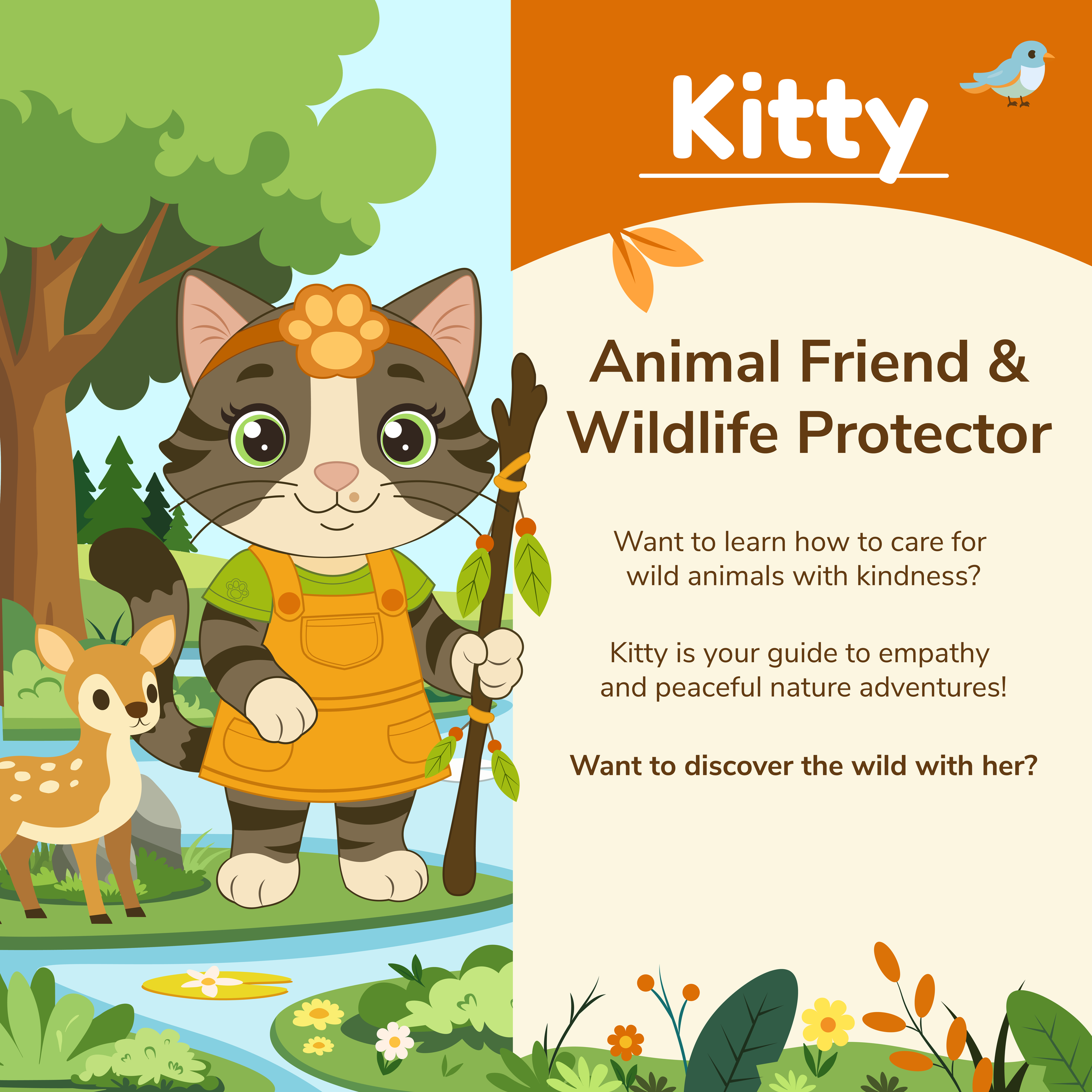Kitty caring for wildlife and nature