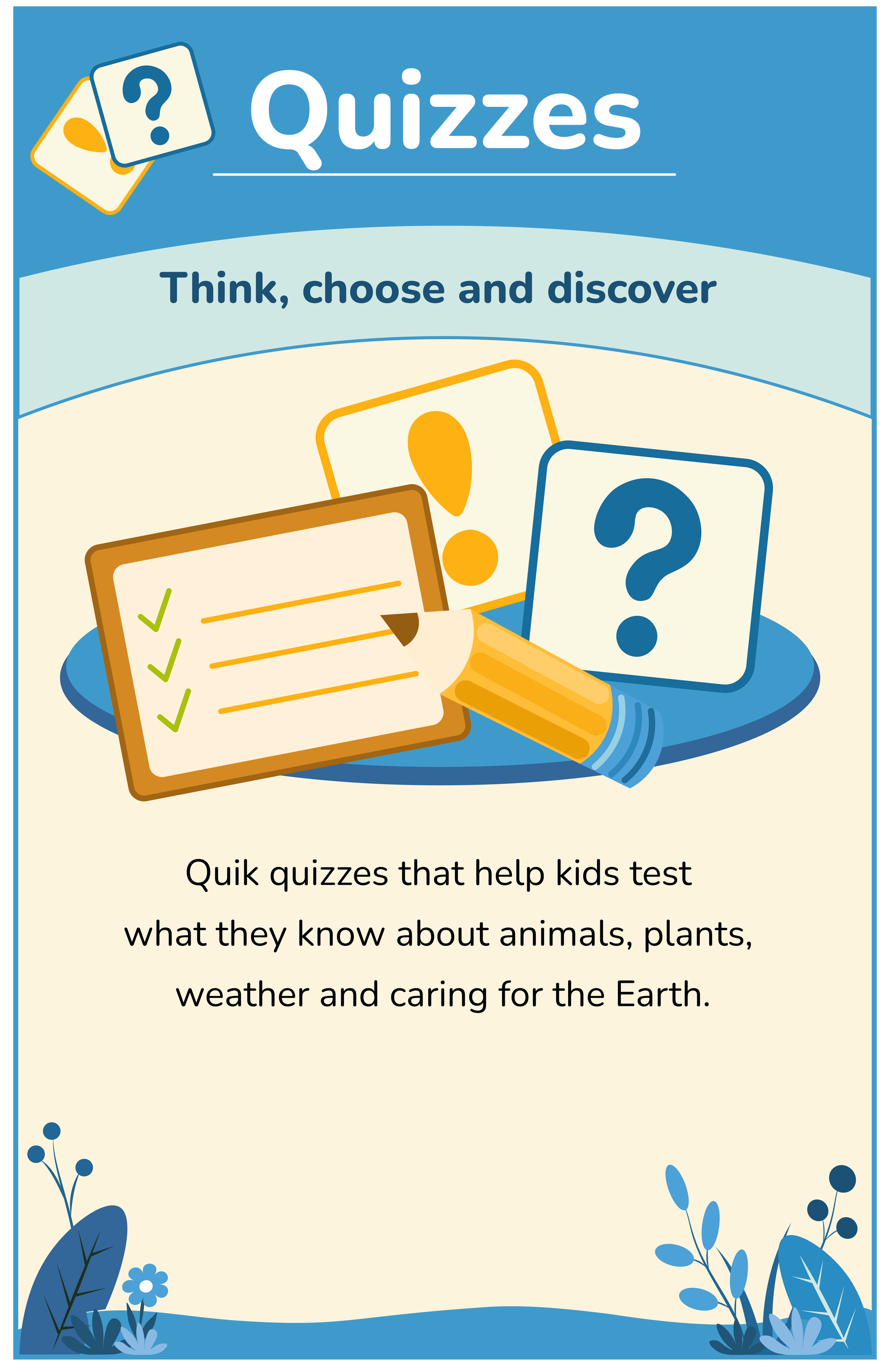 Educational quizzes about animals and nature