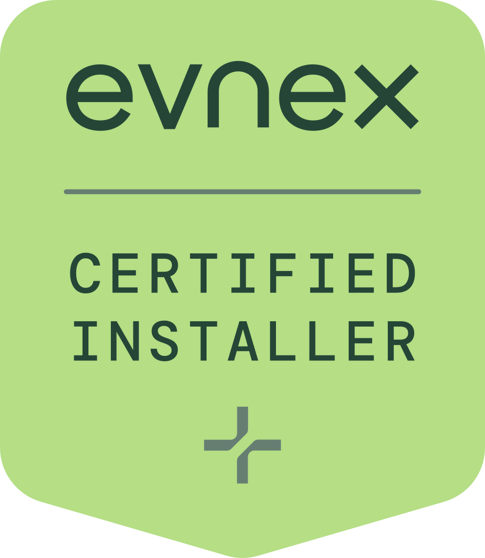 Evnex certified EV charger installer badge