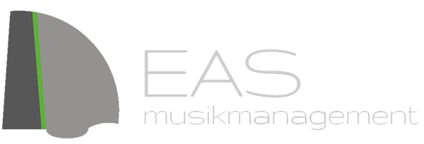 Logo of EAS Musikmanagement with a gray and green semi-circle graphic and the company name.